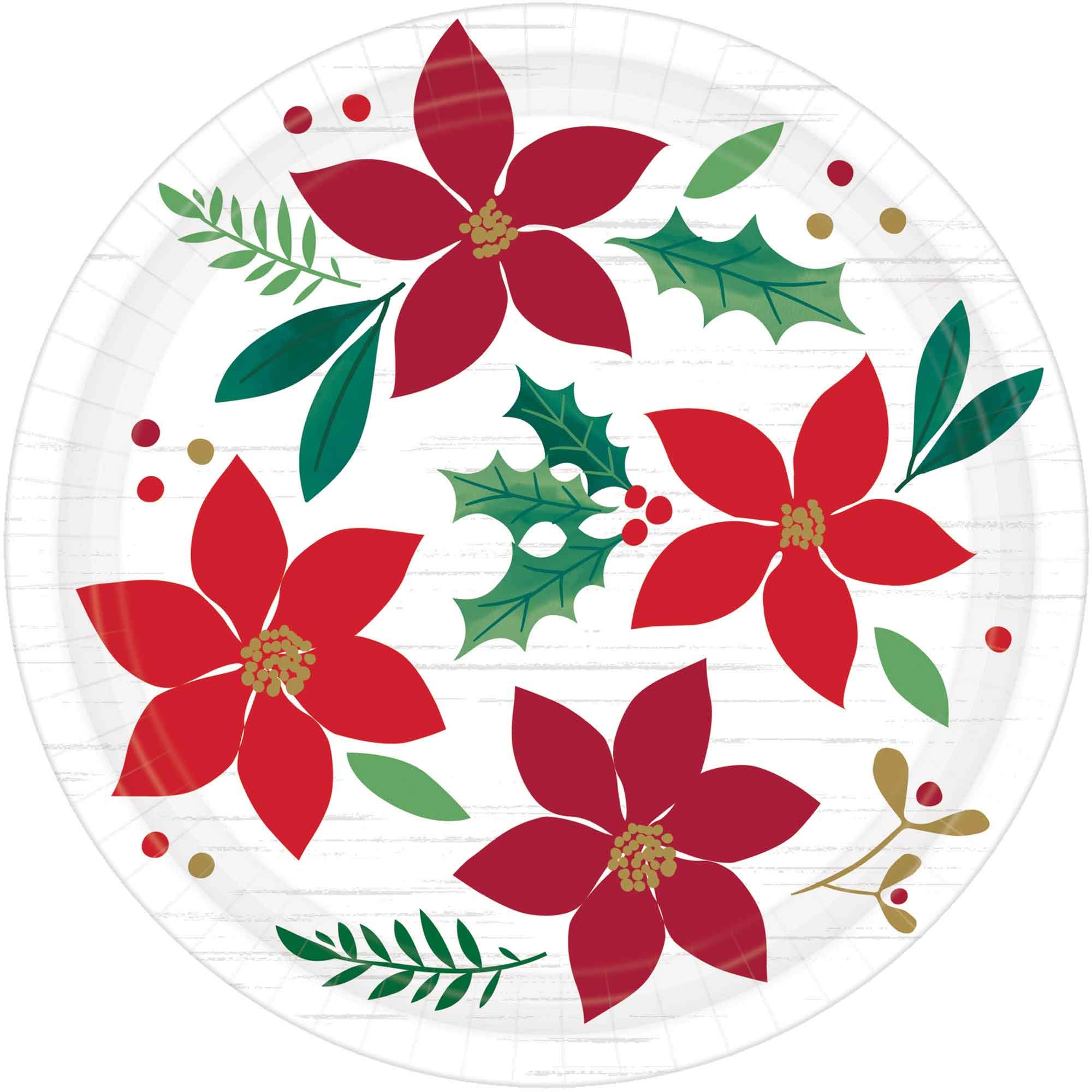 Amscan Christmas Wishes 7-Inch Round Paper Plates - Pack of 8 Disposable Party Plates for Holiday Celebrations, Christmas Dinner, and Festive Gatherings