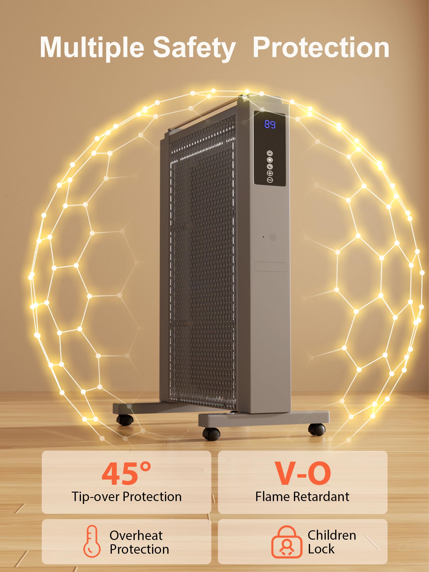 1500W Portable Electric Space Heater with Thermostat & Remote - 12H Timer, Quiet & Safe for Large Rooms - Perfect for Bedroom, Office, Home & Garage Use (33 Inch) - Stay Warm All Winter Indoors