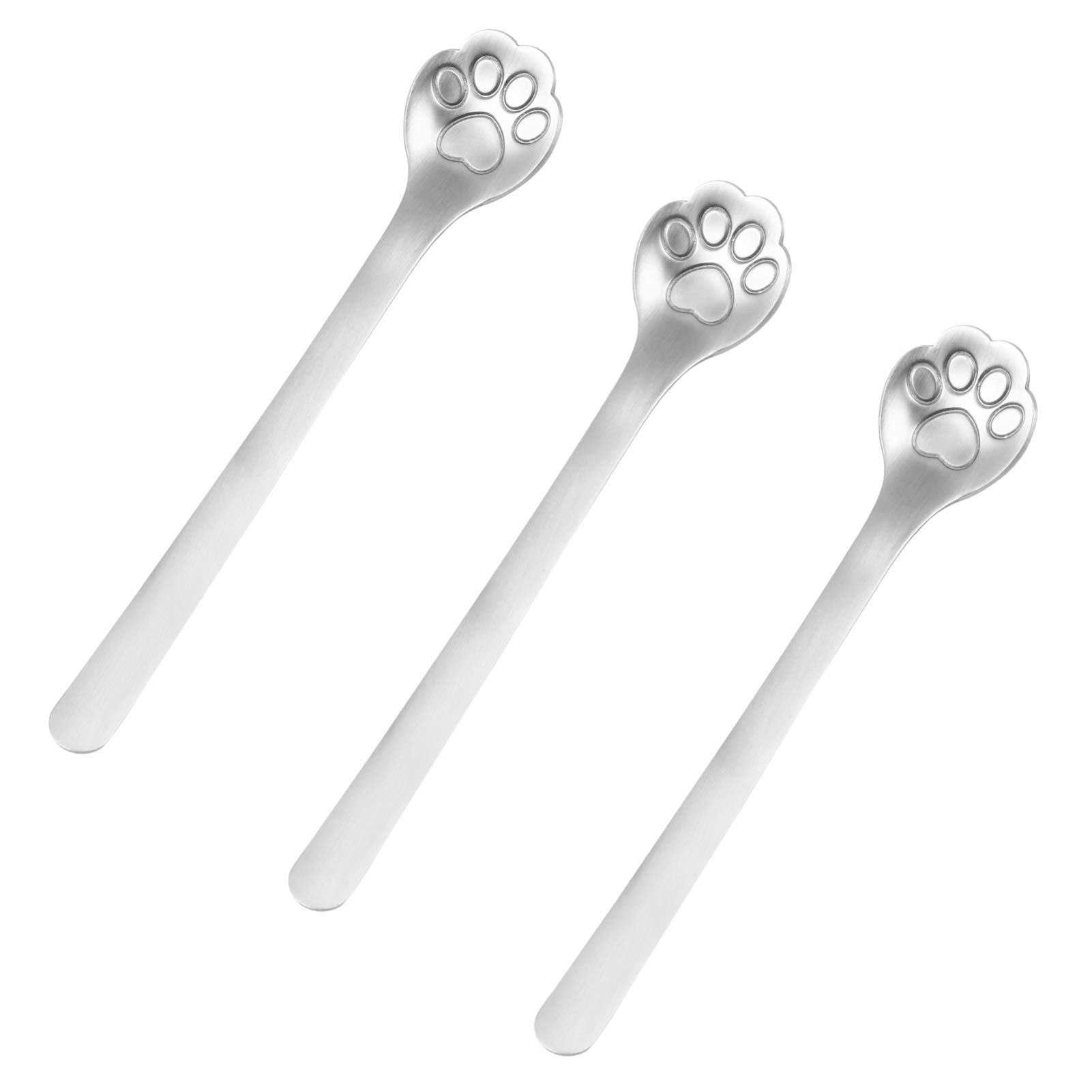 Premium Stainless Steel Cat Paw Spoons - 3-Piece Set for Coffee, Ice Cream, Tea & Dessert | Durable Kitchen Utensils for Mixing, Stirring & Serving | Perfect for Home, Parties & Holiday Gifts