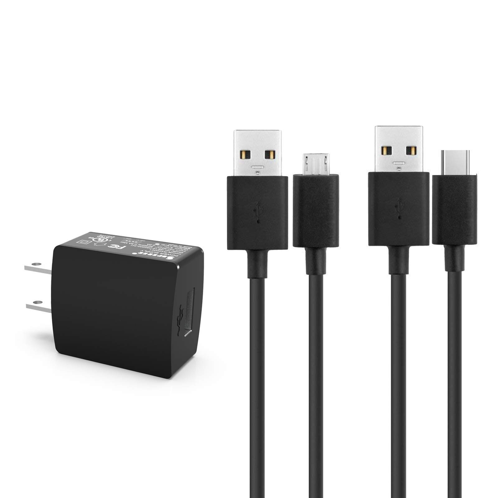 10W Fast Charger for Lenovo Tablets - Dual Port Micro USB & USB-C Adapter - Perfect for Home, Office, and Travel Charging