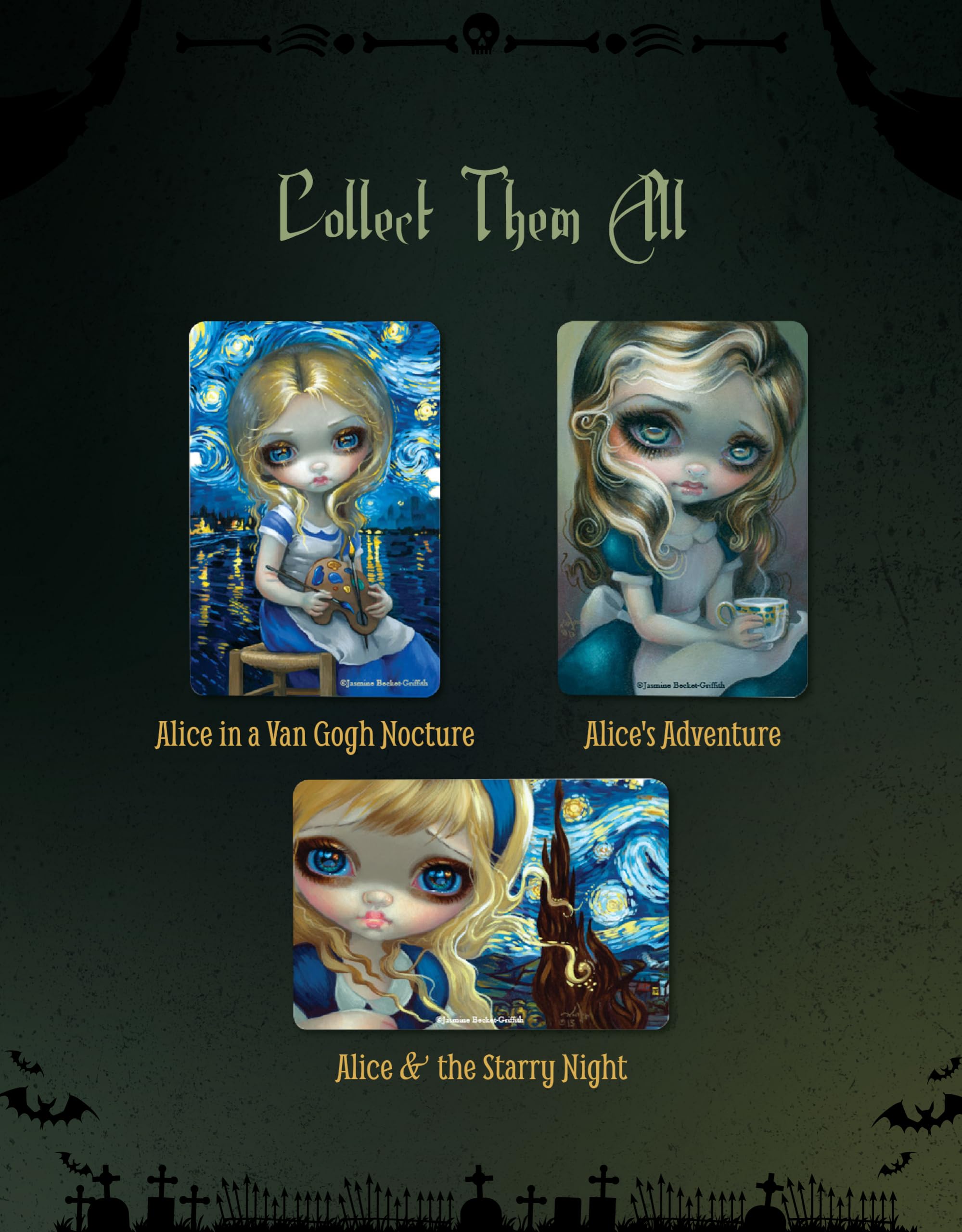 Arcane Vault - Jasmine Becket-Griffith Gothic Fairy Tale Alice & The Starry Night Wooden Refrigerator Magnet - Laser-Cut UV-Coated Home Decor for Kitchen, Office & Dorm Room (1231-LM)