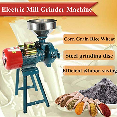 110V 1500W Commercial Electric Grain Mill - Heavy Duty Spice Grinder for Wheat, Corn, Coffee, Rice, Soybean & Herbs - Dry Powder Machine for Home Kitchen & Bakery Use - Perfect for Making Flour, Animal Feed & Medicinal Powders