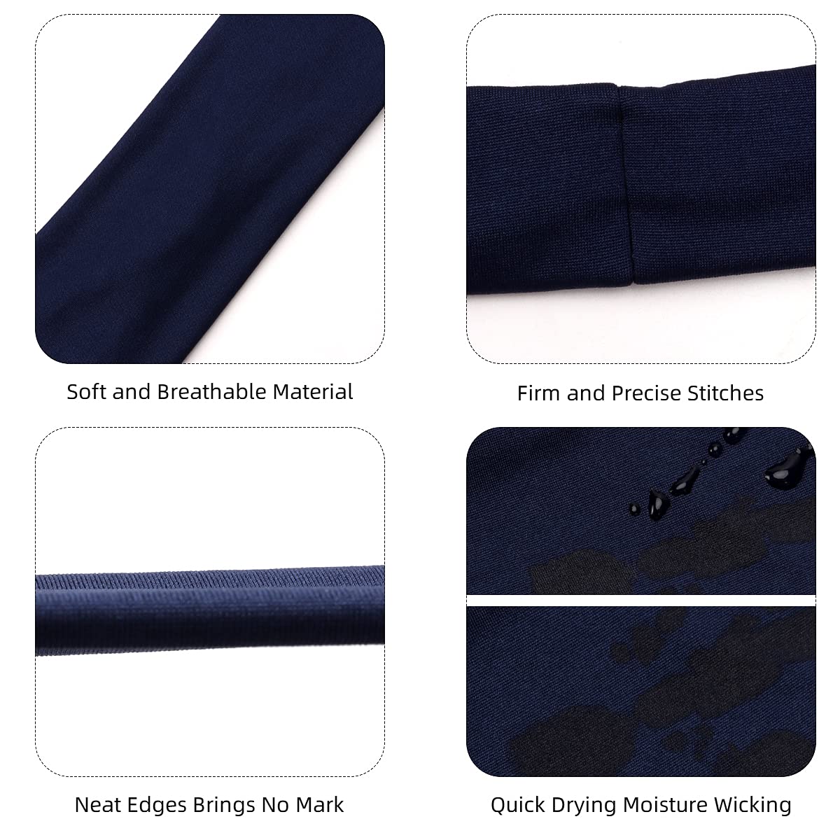 4 Pack Unisex Sports Headbands - Moisture Wicking Workout Head Wraps for Men & Women, Non-Slip Fitness Headbands for Running, Yoga, Gym & Helmet Use | Perfect for Sweat Control During Intense Workouts & Outdoor Activities