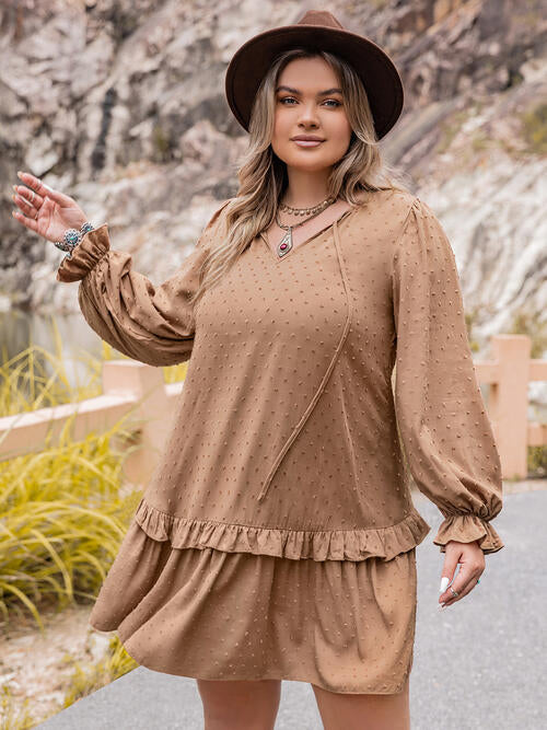 Plus Size Summer Mini Flounce Dress - Women's Flowy A-Line Short Dress with Ruffles | Perfect for Beach Vacations, Date Nights & Summer Parties