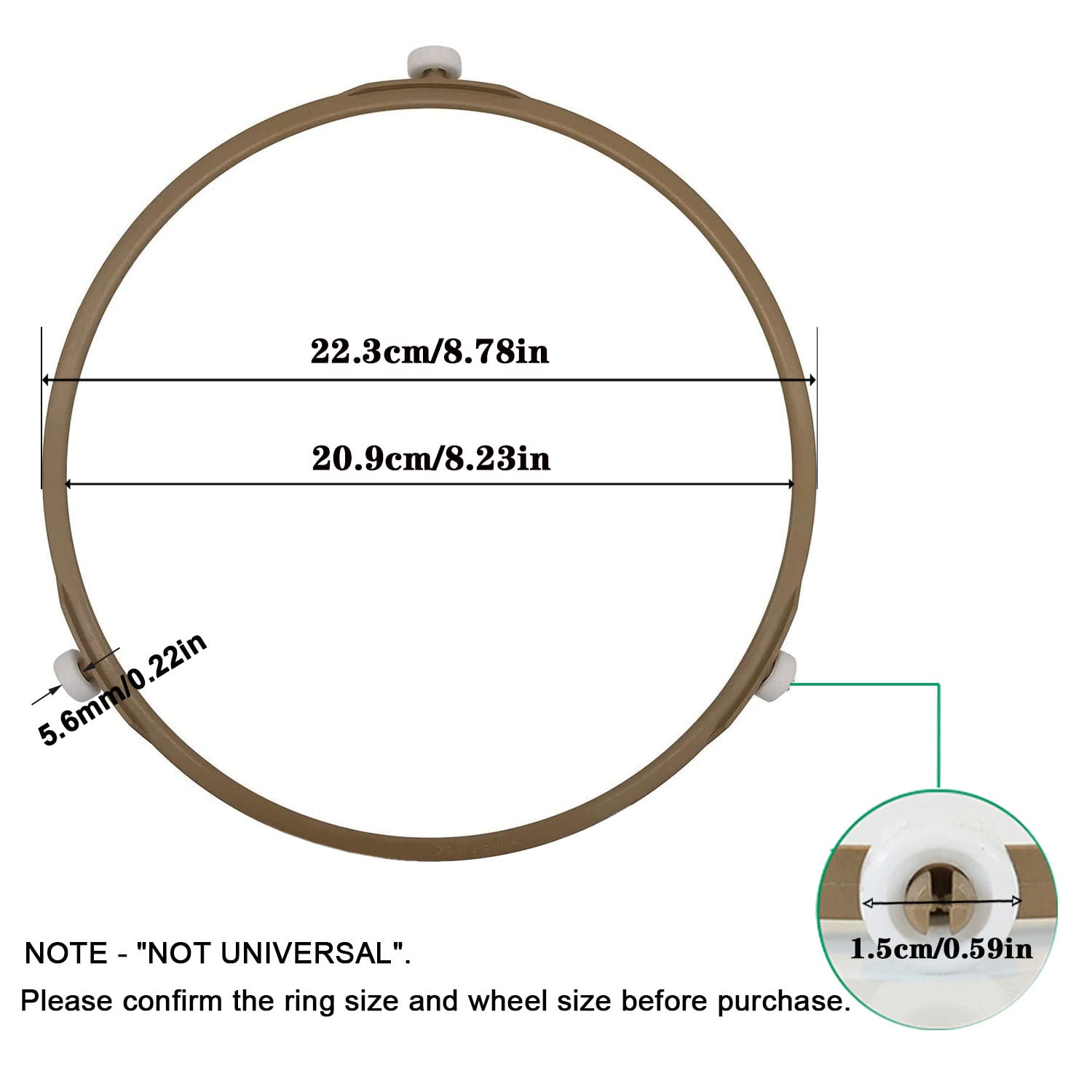 8.7 Inch Microwave Turntable Ring - 2 Pack Replacement Rotating Roller Support Ring for Large Glass Plate Tray Wheels | Fits Most Microwave Ovens | Perfect for Smooth Rotation & Even Heating