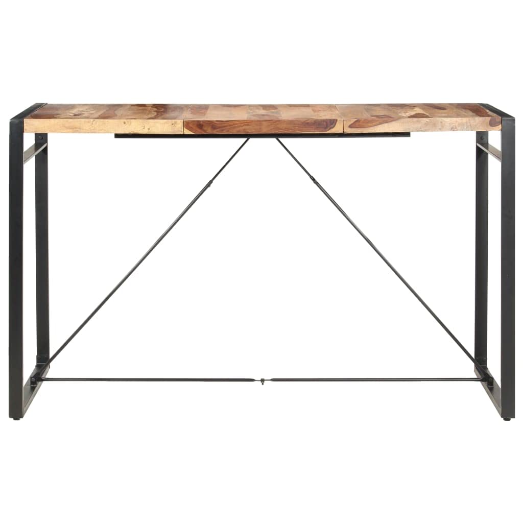 Solid Sheesham Wood Bar Table with Metal Legs - 70.9