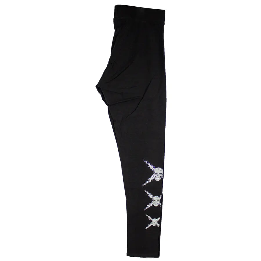BOL Women's Rhinestone Skull Print Leggings - Gothic Fashion, Halloween Costume, Party Outfit, Yoga Pants & Casual Wear