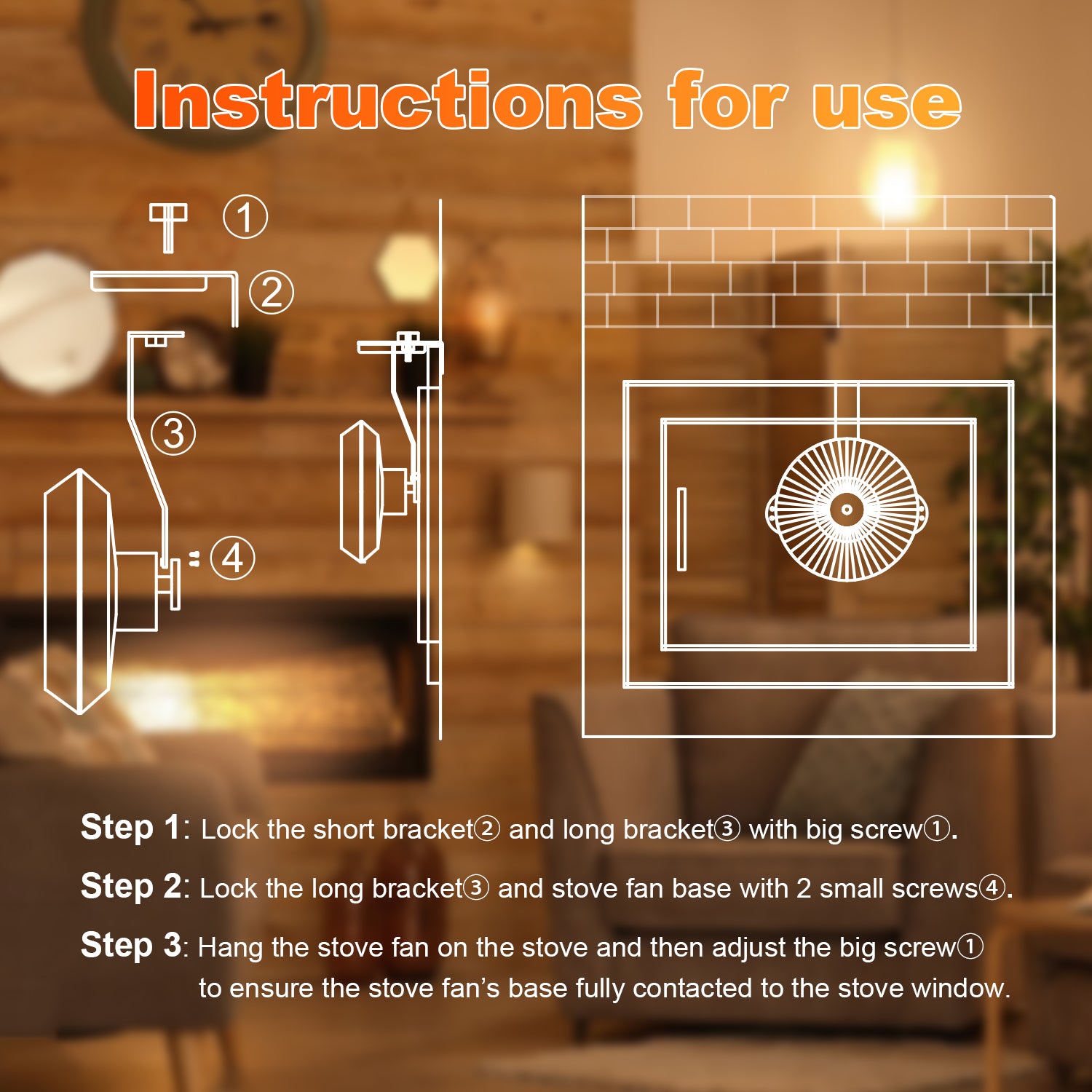 VODA Hanging Wood Stove Fan with Protective Shell - Efficient Heat Distribution for Fireplace, Cabin, and Camping Use