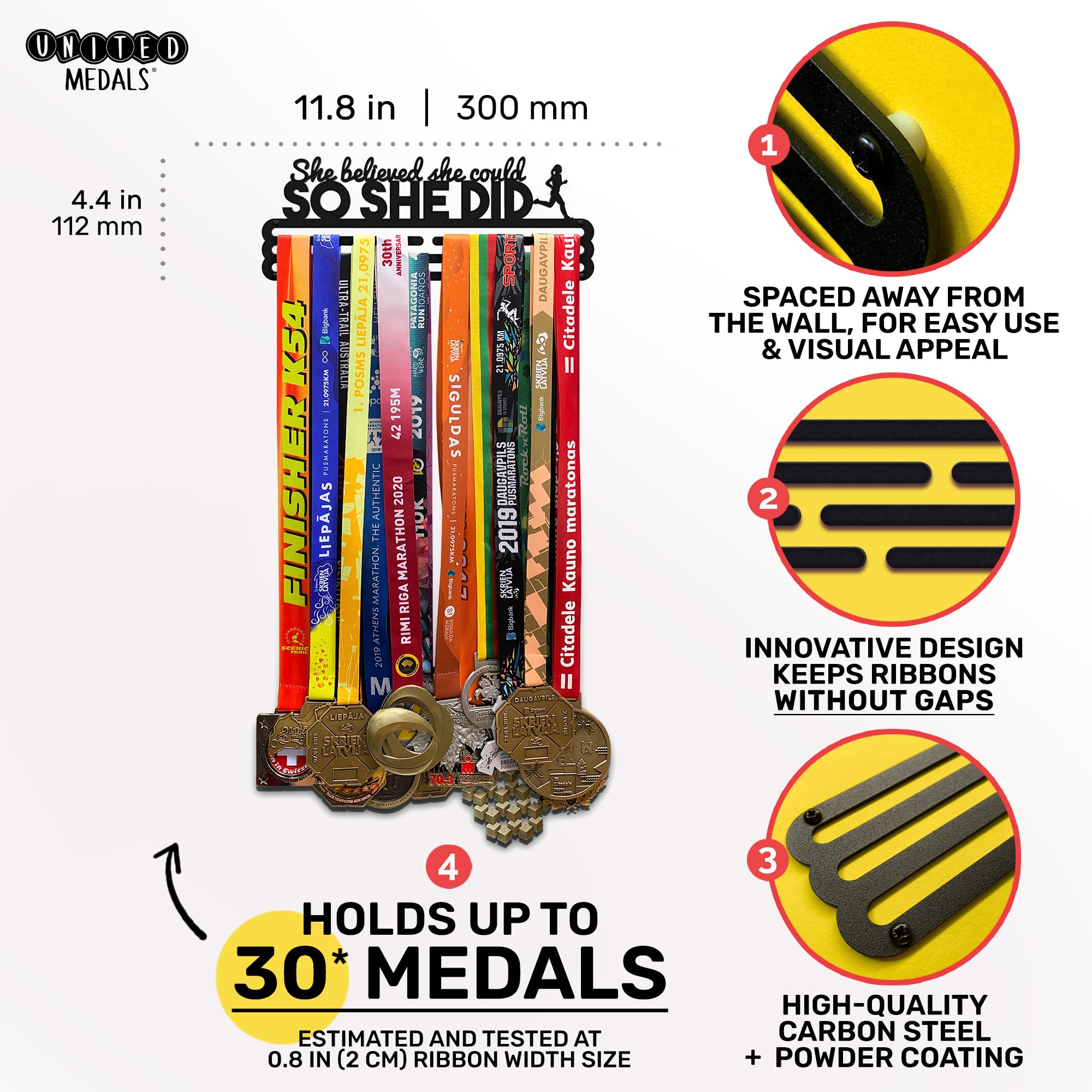 Beast Mode Medal Holder - Heavy Duty Steel Medal Hanger & Display Rack for Awards, Trophies, and Medals - Perfect for Sports Rooms, Offices, and Home Decor