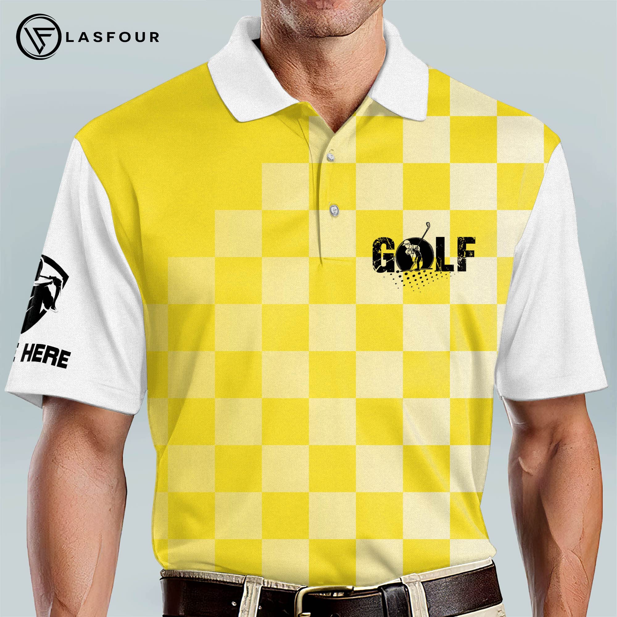 Custom Funny Golf Polo Shirts for Men - Short Sleeve May The Course Be With You Golf Shirt | Perfect for Golf Tournaments, Casual Wear & Father's Day Gifts