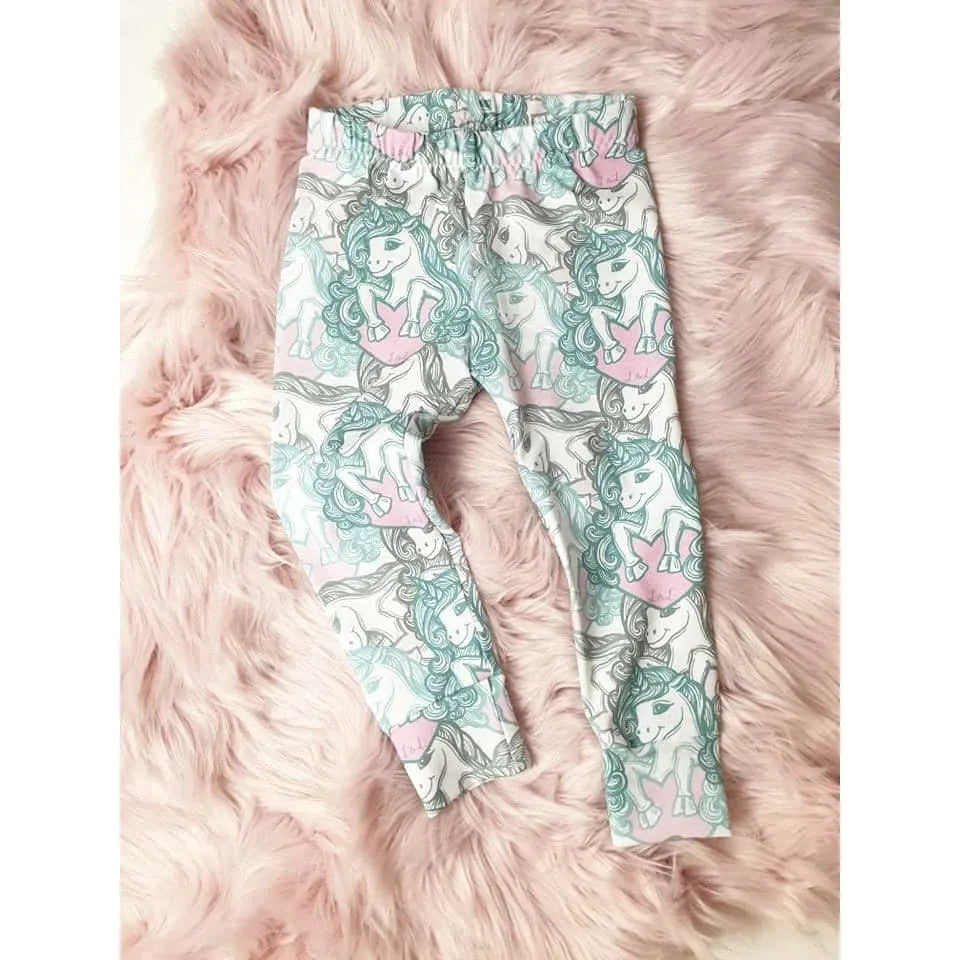 Organic Baby & Toddler Leggings - Soft Cotton Candy Unicorn Print Pants for Girls & Boys | Playtime, Daycare & Everyday Comfort Wear
