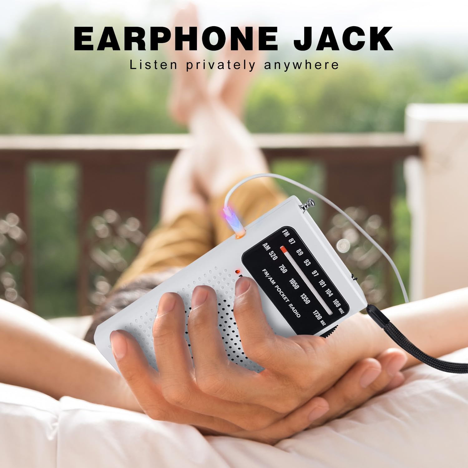 Tendak Portable AM/FM Pocket Radio with Excellent Reception & Sound Quality, Battery Operated Mini Transistor Radio (White) - Perfect for Outdoor Activities, Travel, Emergencies & Home Use