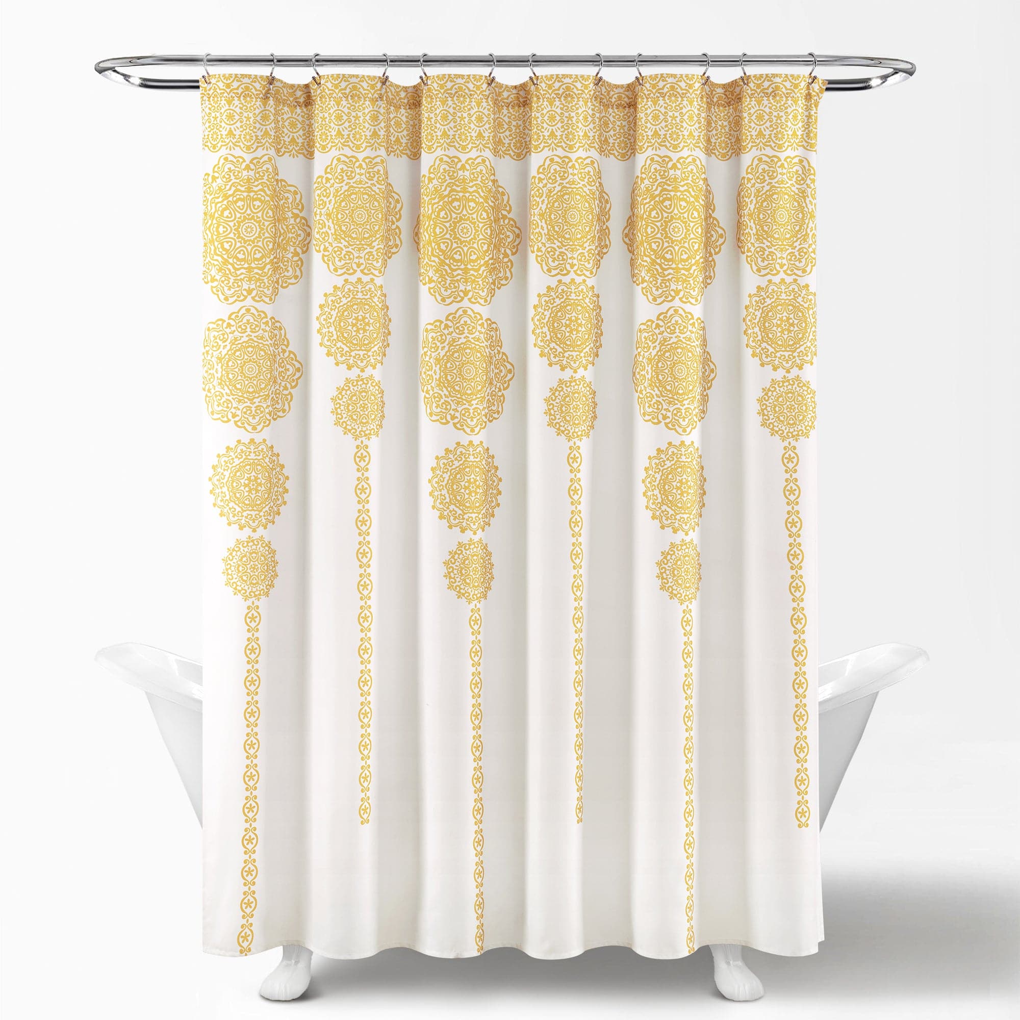 Stripe Medallion Shower Curtain - Waterproof Bathroom Decor with Modern Design for Home & Hotel Use