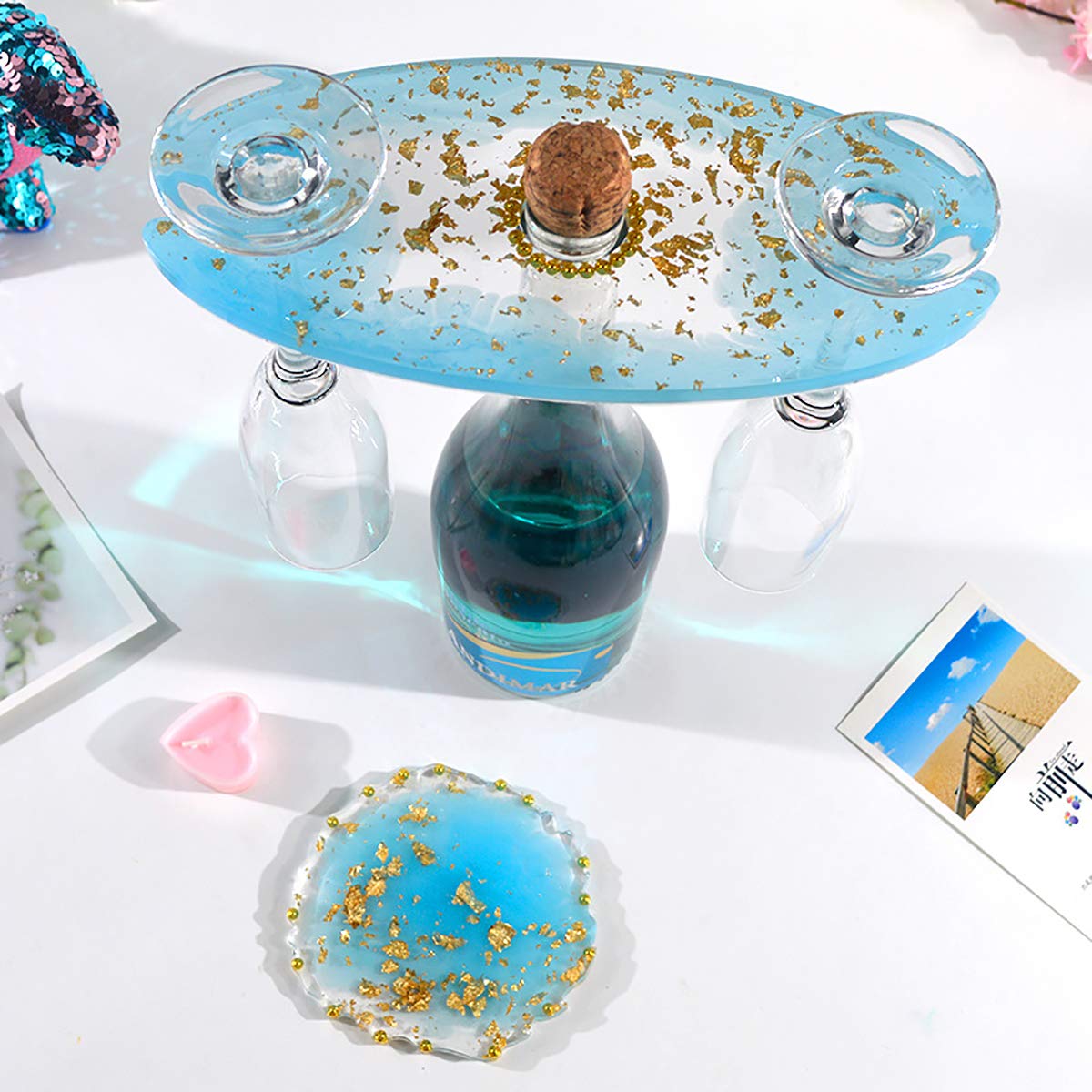 Premium 3-Piece Resin Silicone Mold Set for DIY Wine Rack & Coaster Making - Durable Casting Molds for Glasses Holder and Home Decor Projects - Perfect for Crafting Unique Gifts and Party Accessories