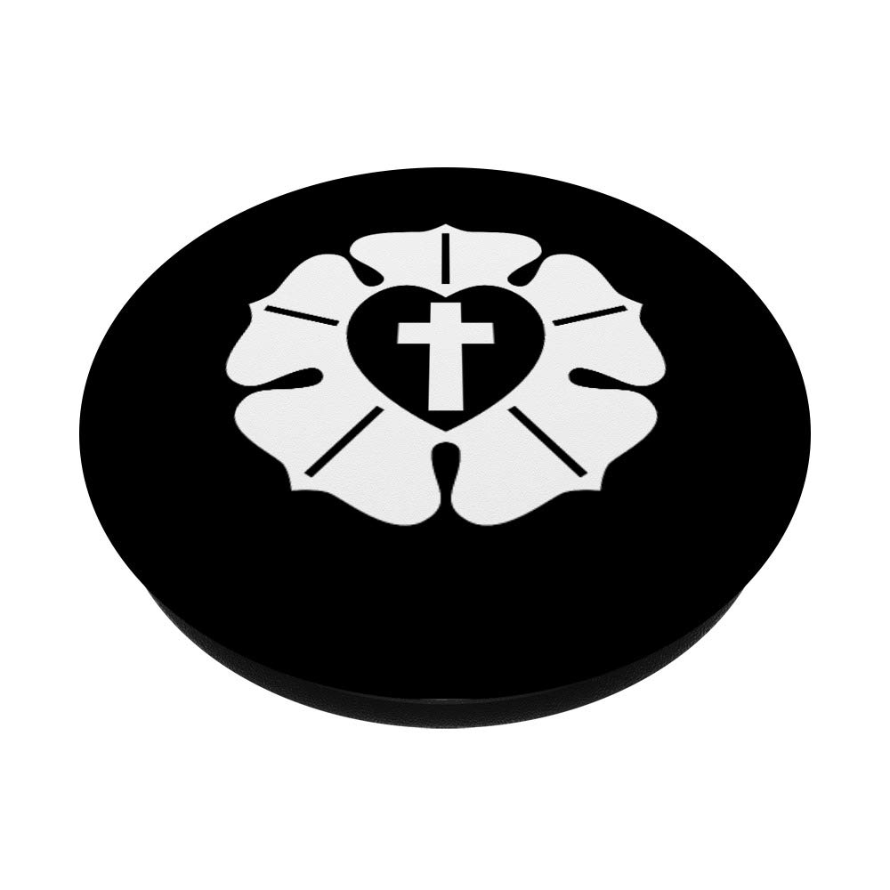 Lutheran Rose Cross PopSockets Swappable PopGrip - Religious Phone Grip for Lutheran Christians - Perfect for Bible Study, Church Services & Daily Devotion