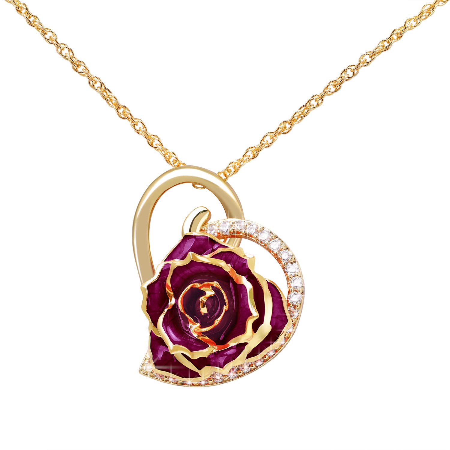 Rose Flower Necklace for Women - Dazzling Rhinestone Rose Pendant with Gift Box, Perfect Valentine's Day Jewelry Gift for Her | Anniversary, Wedding, Date Night