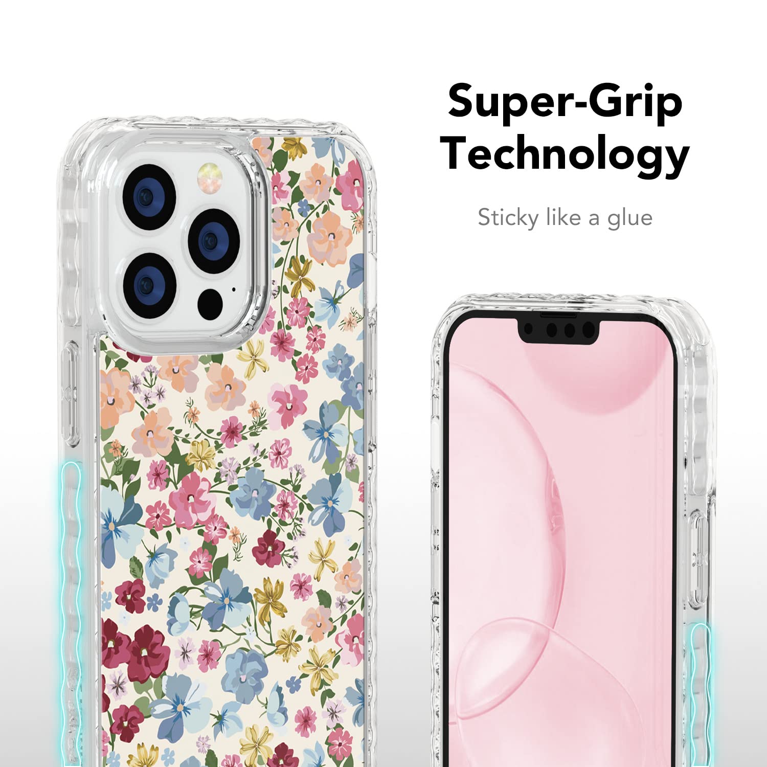 AknaCase Vintage Floral iPhone 13 Pro Max Case - Super Grip High Impact Silicone Cover with Anti-Slip Pattern (Design 103123-US) | Perfect for Everyday Protection & Stylish Outfit Matching