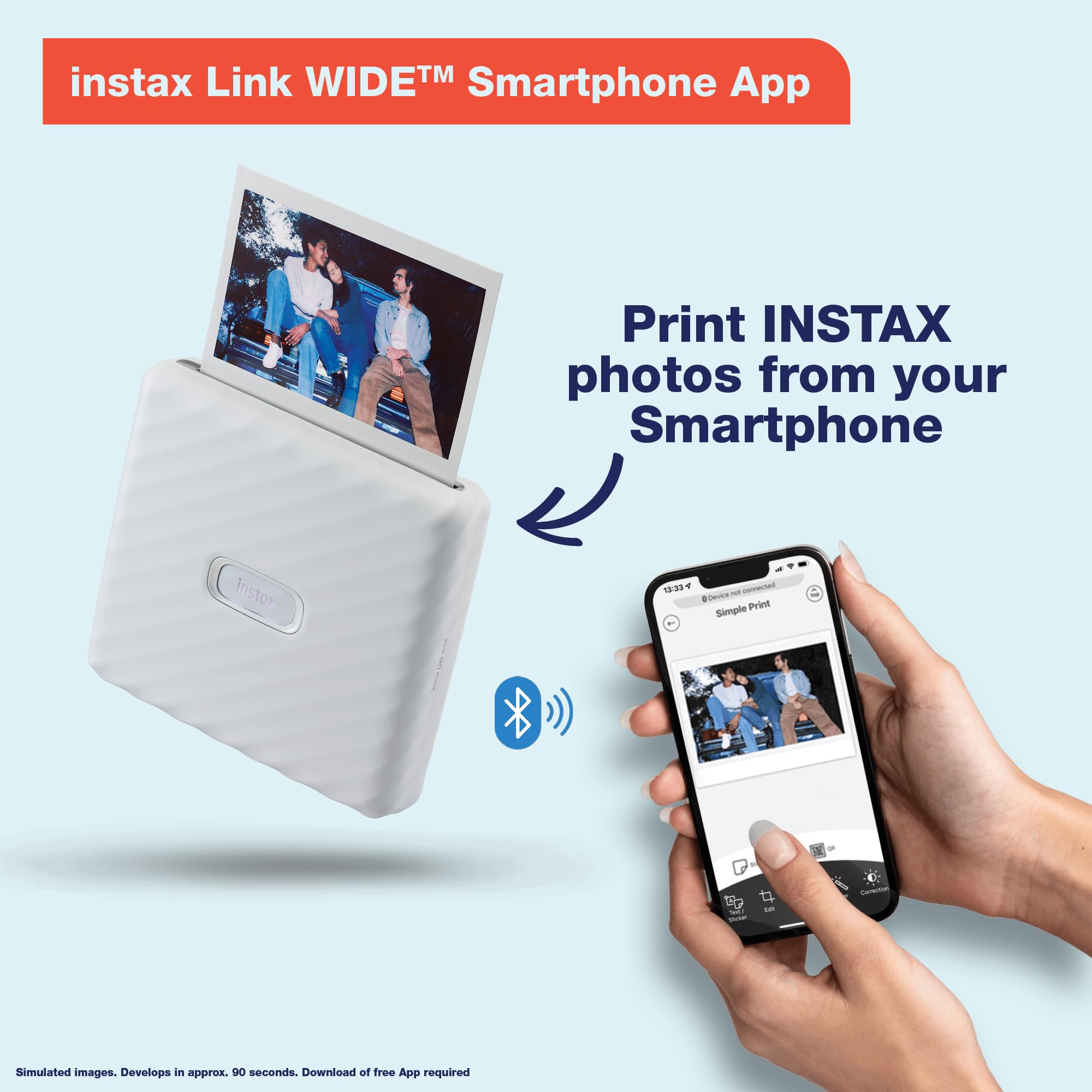 Fujifilm Instax Link Wide Instant Photo Printer - Print Polaroid-Style Photos in Ash White | Perfect for Travel, Parties & Scrapbooking