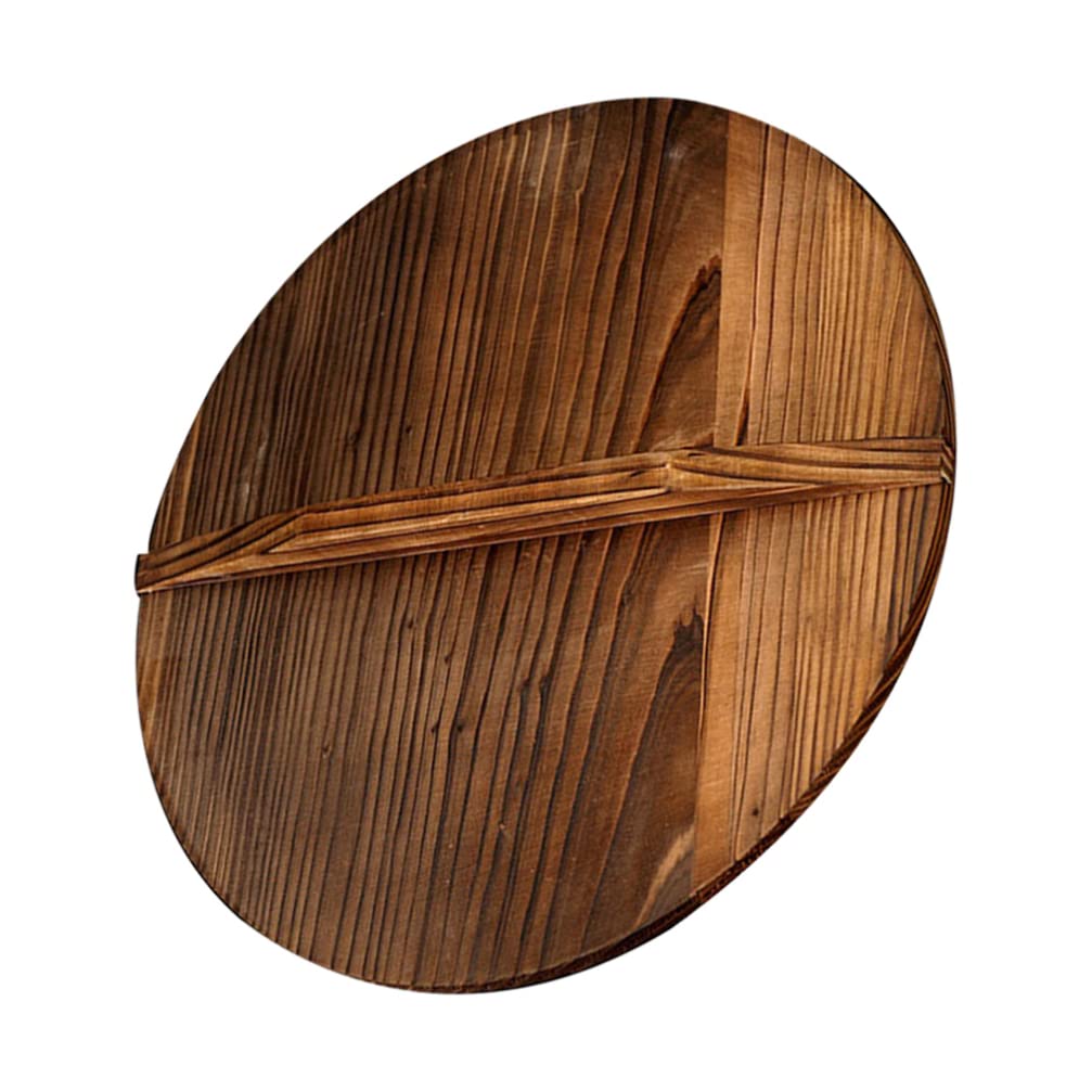 **ERINGOGO 12.6-Inch Wooden Otoshibuta Lid for Cast Iron Wok, Fry Pan & Skillet – 32cm Diameter with Handle – Durable Kitchen Tool Accessory for Simmering, Steaming & Braising**