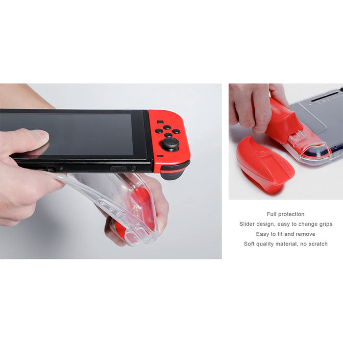Skull & Co. GripCase Crystal Bundle Set for Nintendo Switch - Includes MaxCarry Case & Adjustable Grips (Grey) | Protective Cover for Handheld & Dockable Gaming | Perfect for Travel & Long Gaming Sessions