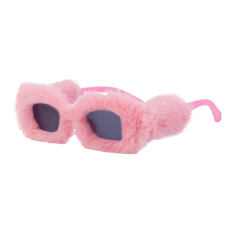 Stylish Plush Square Sunglasses for Women - Winter Fashion Accessory with UV Protection - Perfect for Outdoor Activities, Skiing, and Winter Vacations