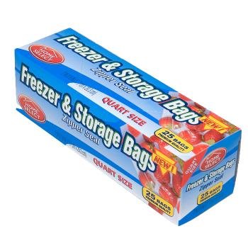 Quart Zipper Seal Freezer Bags - Heavy Duty Reusable Storage Bags for Food, Snacks & Meal Prep | Perfect for Freezing, Organizing & Sous Vide Cooking