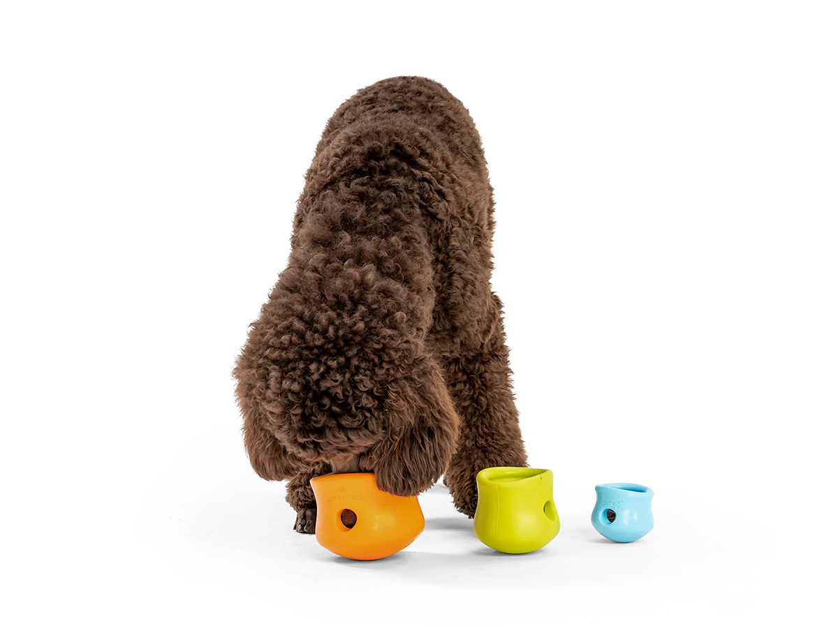 West Paw® TOPPL Puzzle Feeder Dog Toy in Blue - Interactive Treat Dispenser for Mental Stimulation & Slow Feeding - Perfect for Small to Medium Dogs at Home or Outdoors