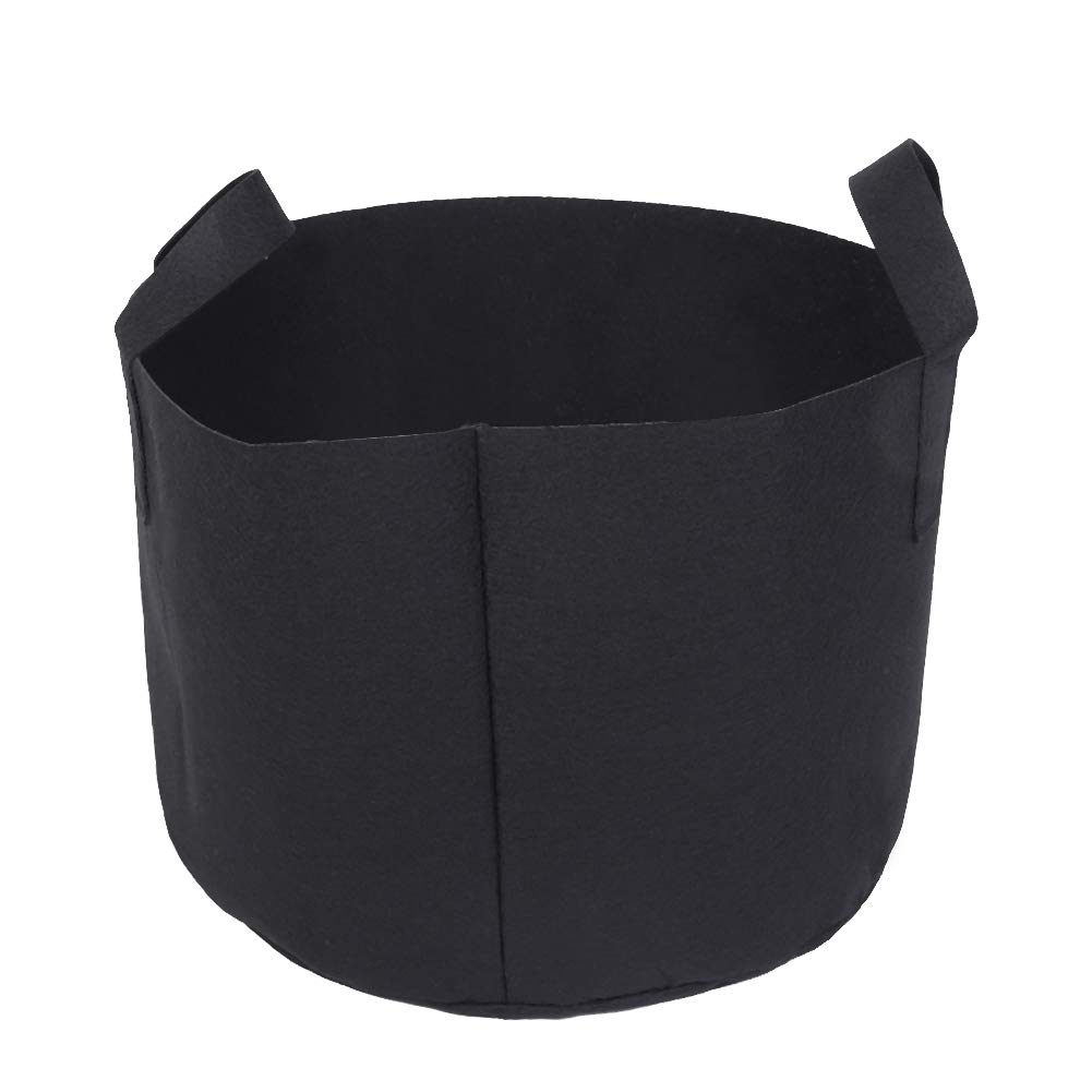 TOPINCN 10 Gallon Breathable Felt Vegetable Grow Bag with Handles - Eco-Friendly Plant Pouch & Round Pot Container for Indoor/Outdoor Gardening (Black)