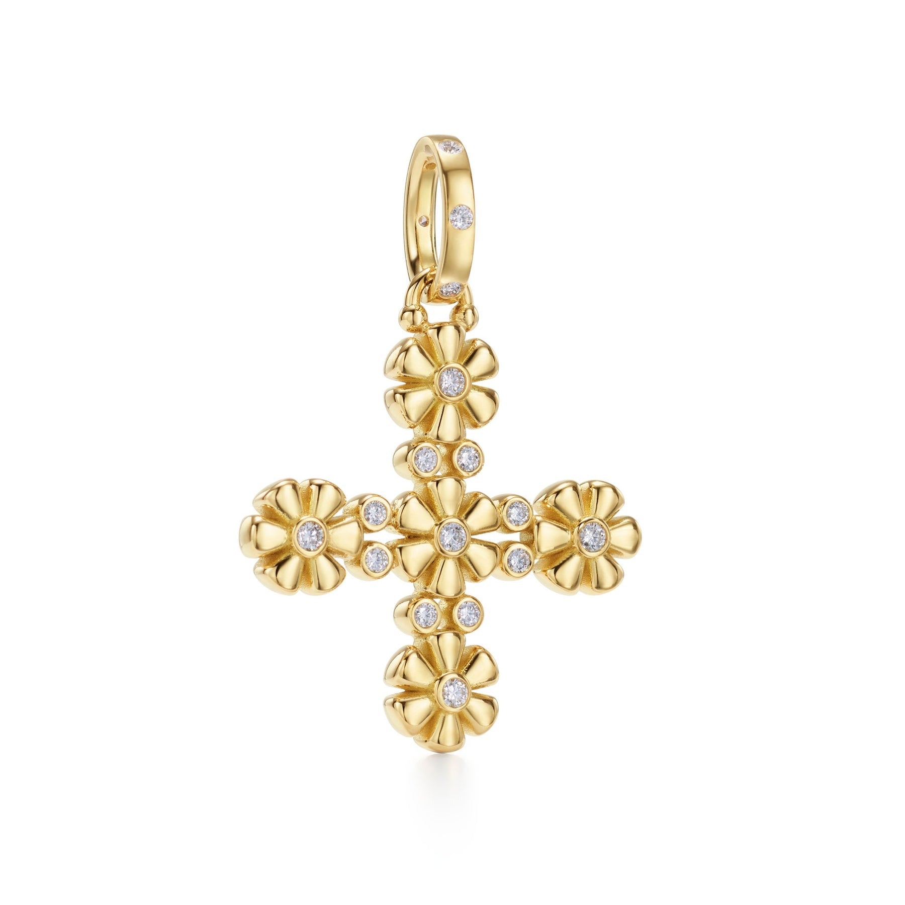 Temple St. Clair Fiori Cross Pendant Necklace - 18K Gold Plated Italian Jewelry for Women | Perfect for Everyday Wear, Gifts & Special Occasions