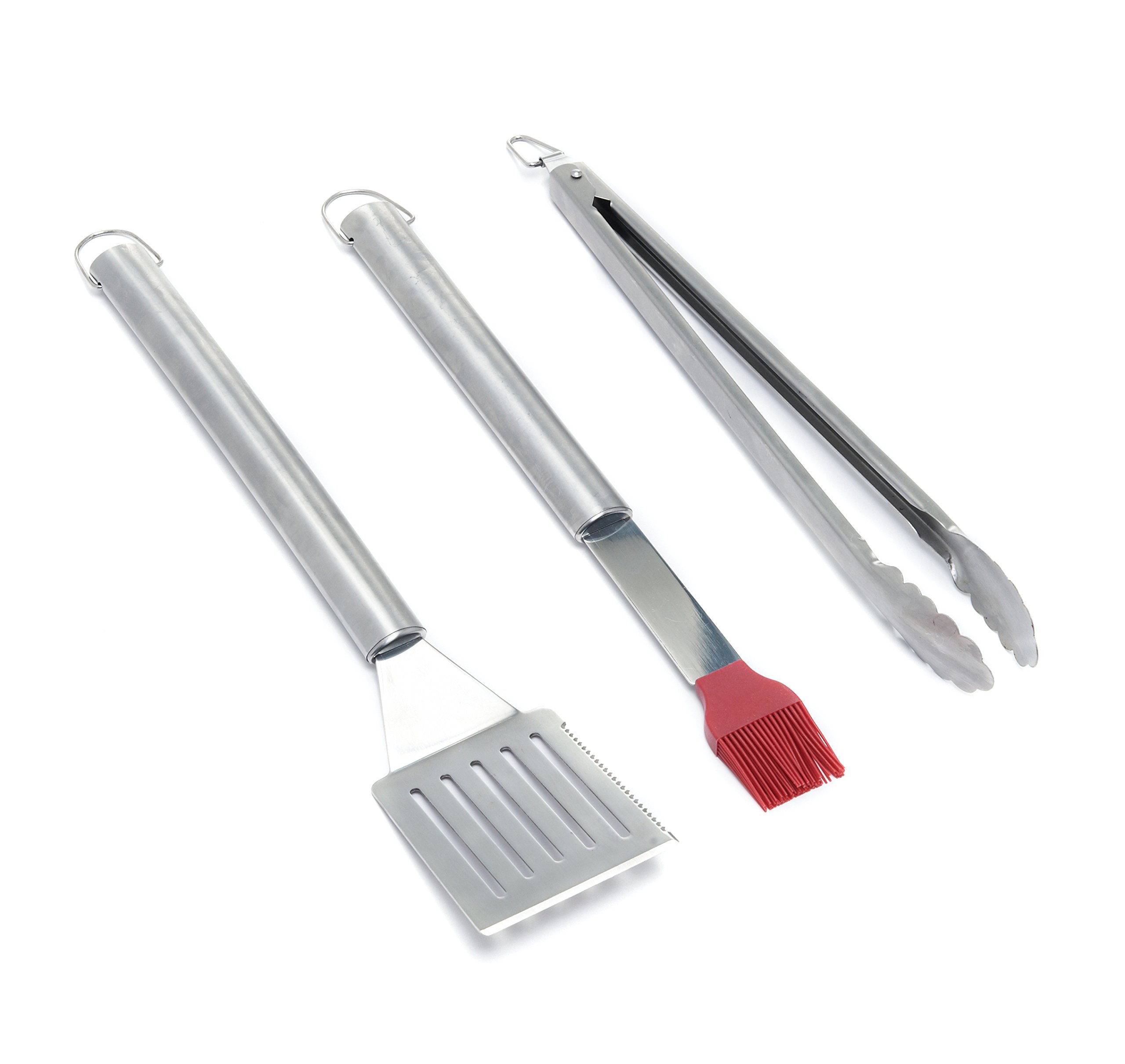 GrillPro 40035 3-Piece Stainless Steel BBQ Grill Tool Set with Spatula, Tongs & Fork - Heavy Duty, Heat Resistant for Outdoor Cooking, Grilling, Camping & Backyard Barbecues