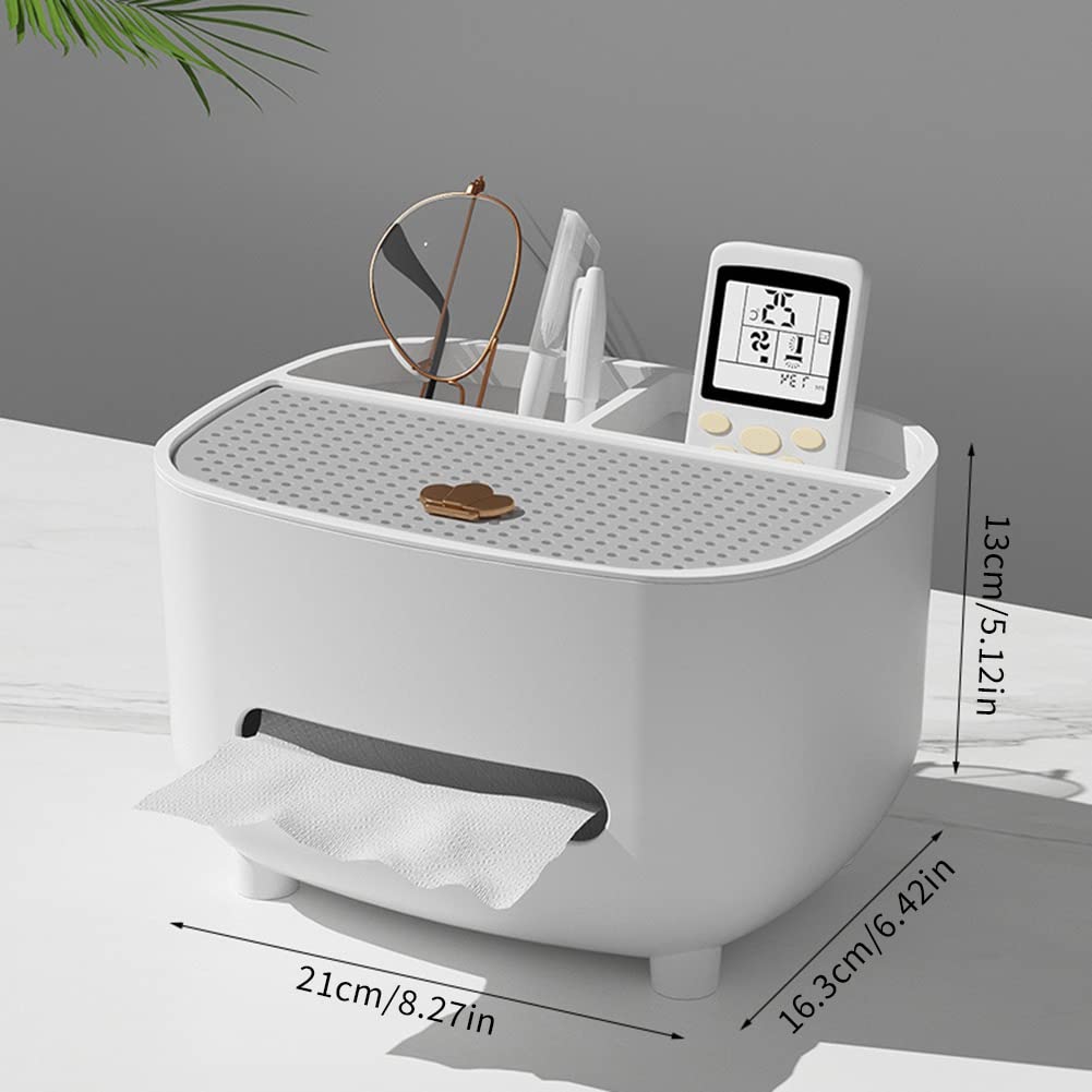 Ochine Multifunctional Tissue Box Cover with Storage - Napkin Holder, Remote Control Organizer & Stationery Caddy for Home, Office & Bathroom - Perfect for Desk Organization, Bathroom Essentials & Living Room Decor
