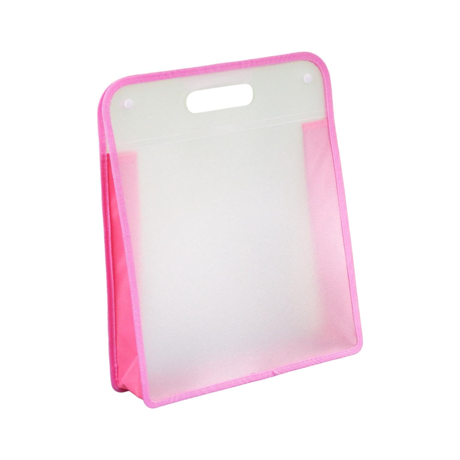Clear Portable File Organizer Bag with Handle - Document Storage Bag for School, Travel, Home & Office - Art Portfolio Bag for Students & Kids - Perfect for Organizing Papers, Artwork & Supplies (Pink)