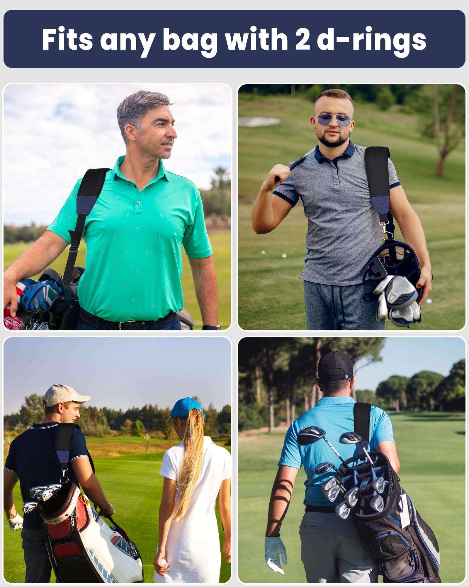 Premium Padded Golf Bag Shoulder Strap - Adjustable Thick Comfort Pad, Quick Release Buckle, Universal Replacement for Golf Bags - Perfect for Walking the Course or Driving Range Practice