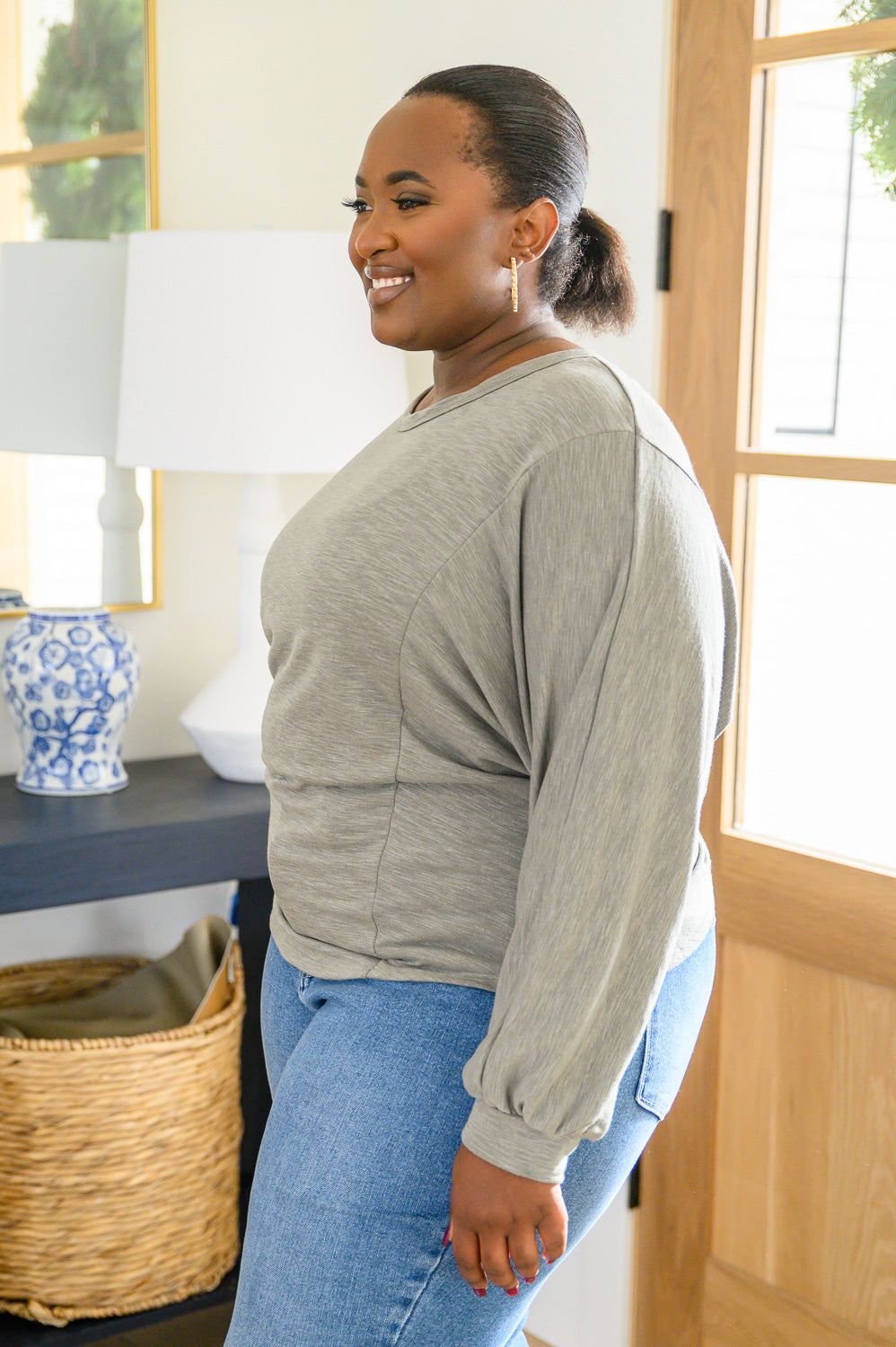 Stylish Olive Green Long Sleeve Knit Top with Open Back Design - Perfect for Casual Outings, Date Nights & Fall Layering