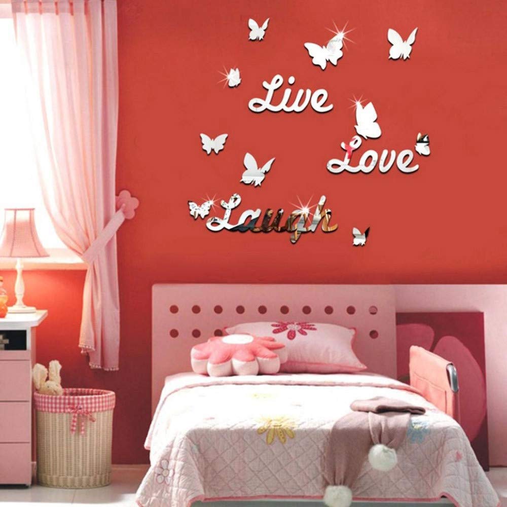 WOCACHI Removable Wall Stickers - Live Laugh Love Quote Decals, DIY Mirror & Wall Art for Nursery, Bedroom Decor | Peel & Stick Wall Decoration for Home, Office, Dorm Room