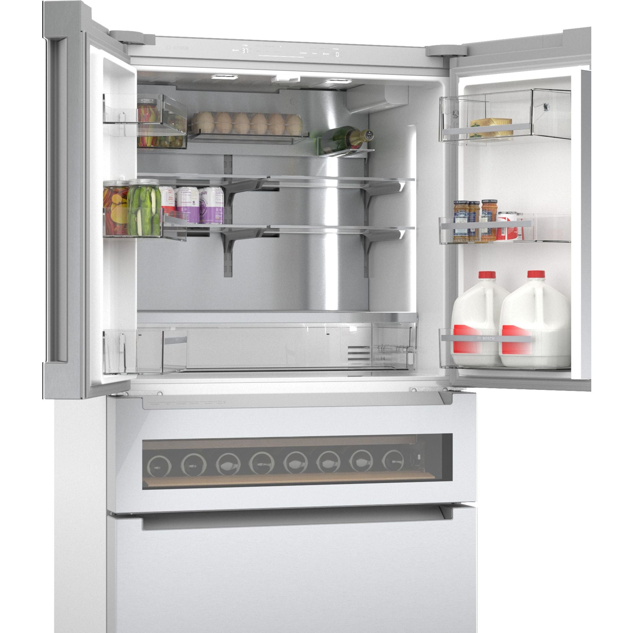 Bosch B36CL81ENG 36 Inch French Door Refrigerator with Stainless Steel Finish - Perfect for Modern Kitchens and Open-Concept Living Spaces
