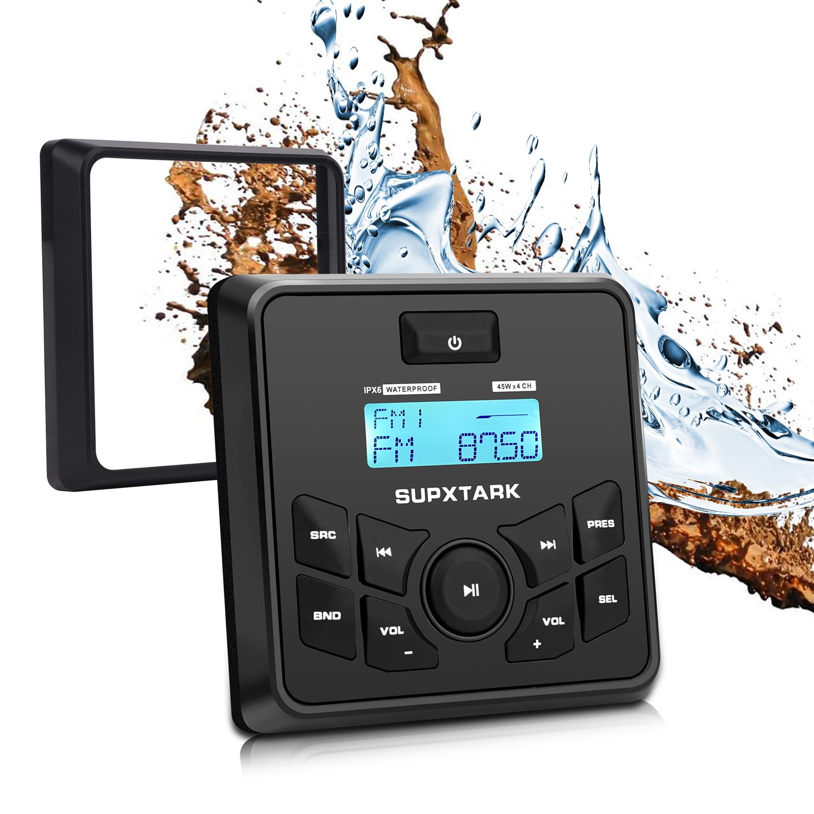 **Marine Audio System with Bluetooth - IPX6 Waterproof AM/FM Radio Receiver, USB, MP3, Aux Input & 2 x 6.5