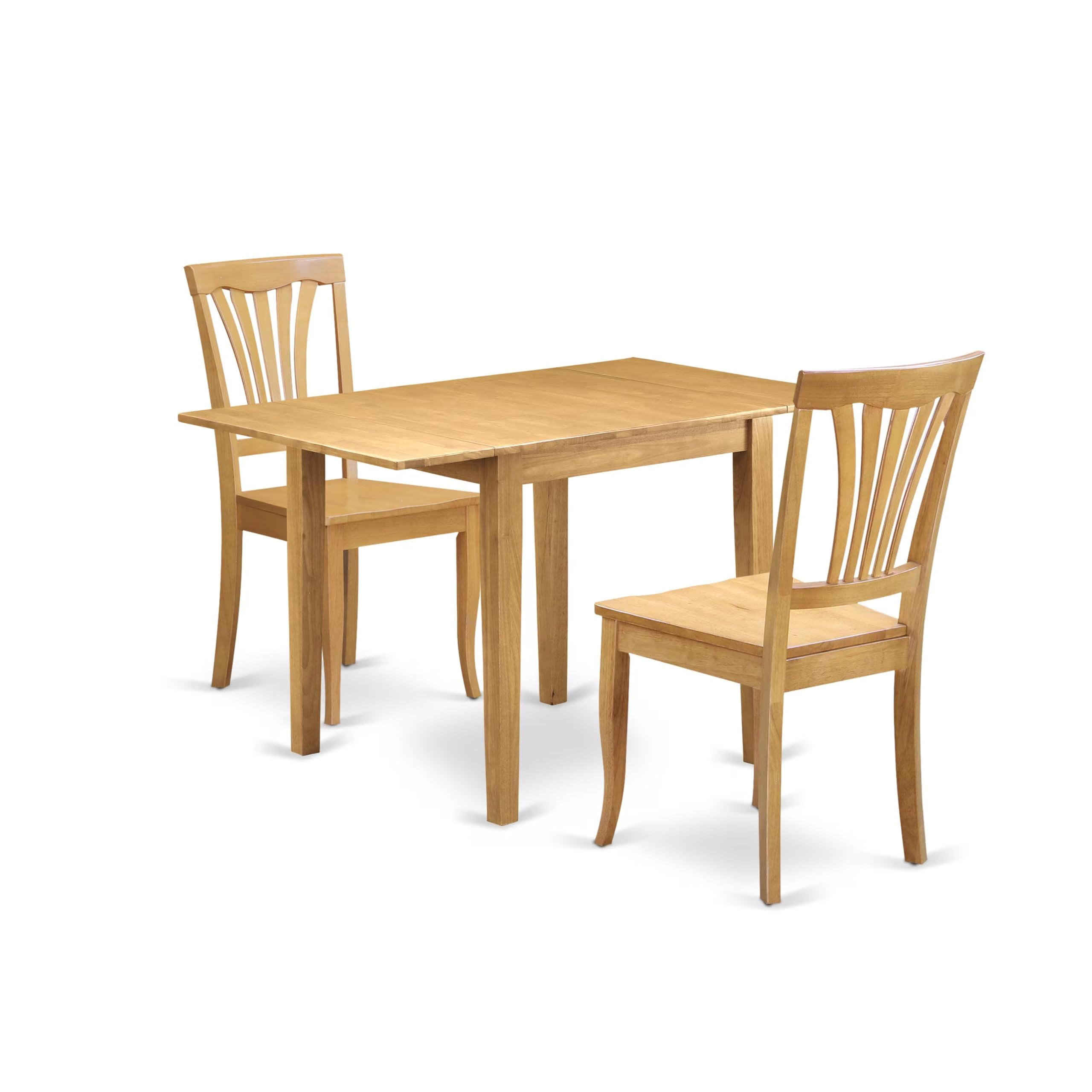 East West Furniture 3-Piece Kitchen Table & Chairs Set - 30x48 Inch Oak Drop Leaf Dining Table with 2 Matching Chairs | Perfect for Small Spaces, Breakfast Nooks & Cozy Apartments