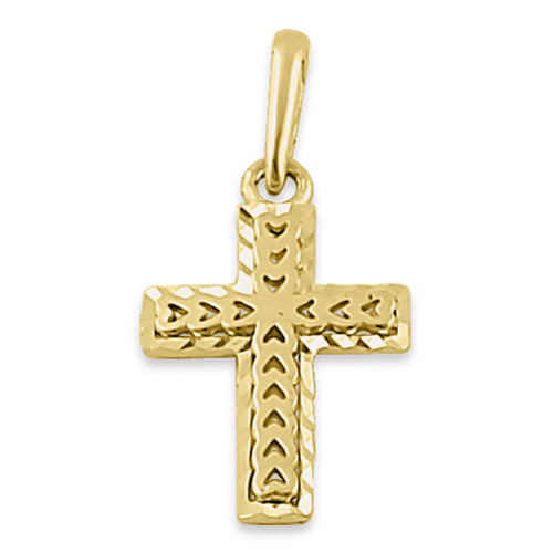 14K Solid Yellow Gold Small Heart Cross Pendant Necklace - Elegant Religious Jewelry for Women, Perfect for Gifts, Baptism, Weddings & Everyday Wear
