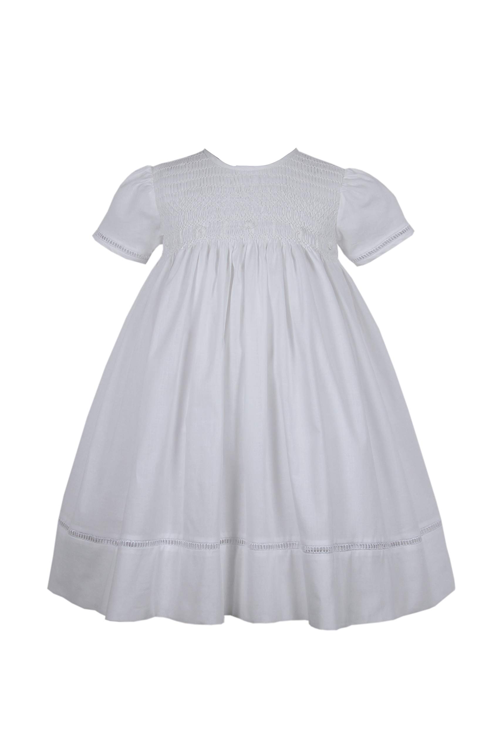 Matilda Timeless Classic White Smocked Portrait Girls Dress - Vintage-Inspired Party & Special Occasion Outfit for Toddlers & Kids