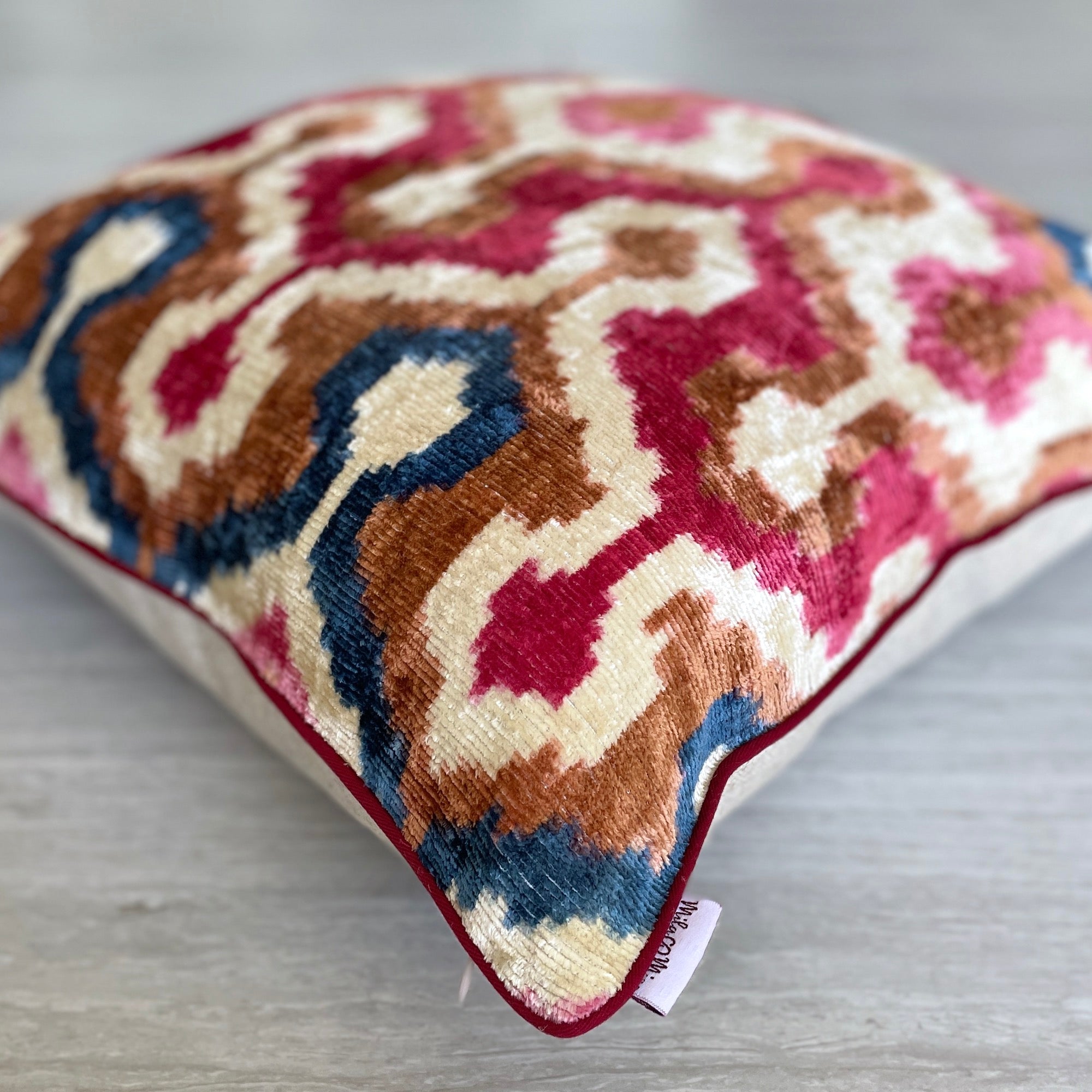 Luxury Velvet Ikat Fire Pattern Throw Pillow Cover | Decorative Cushion for Sofa, Bed & Home Decor | Perfect for Living Room, Bedroom & Cozy Spaces