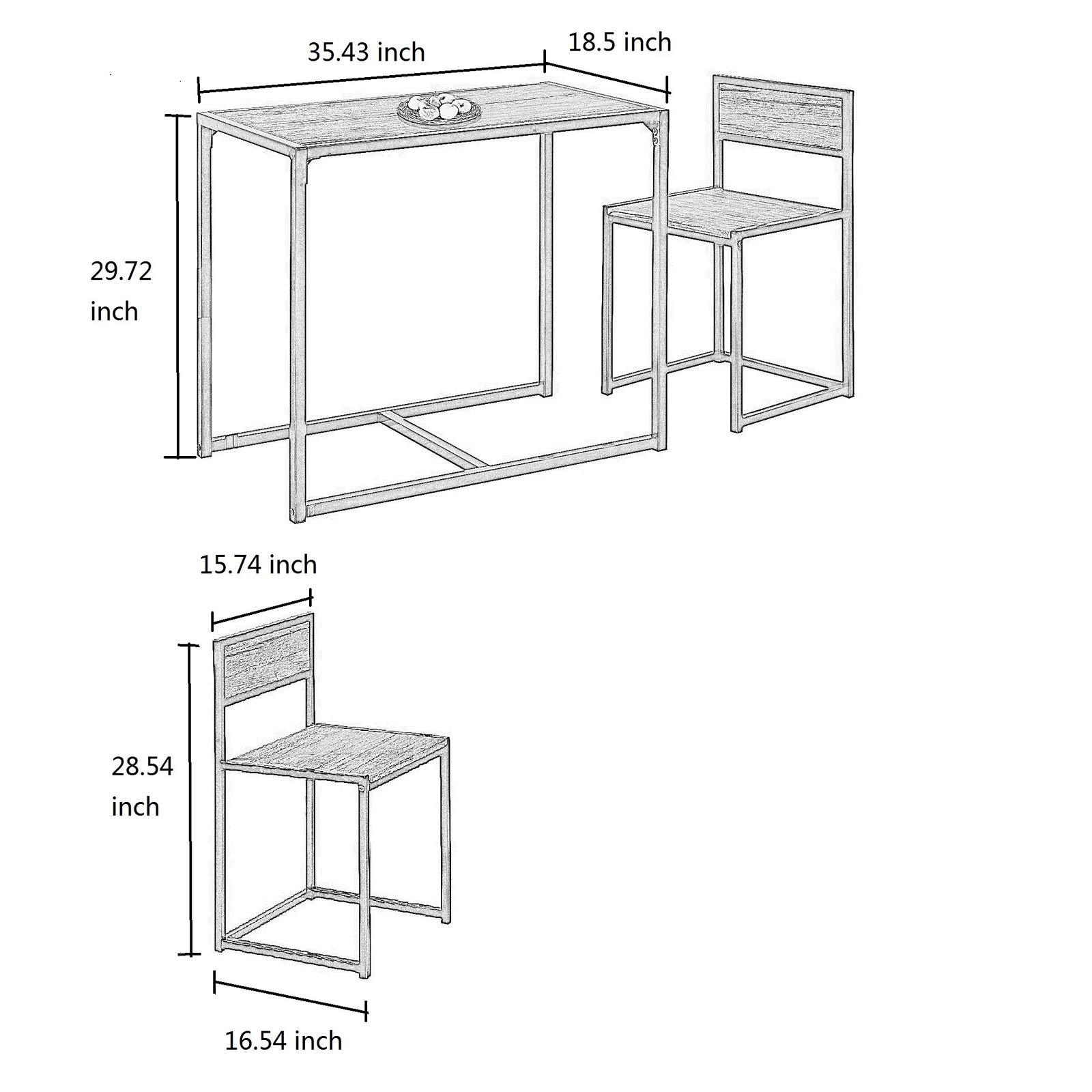 3-Piece Compact Dining Bar Table Set - Industrial Design Small Space Kitchen & Living Room Furniture | Perfect for Breakfast, Coffee, and Small Dining Areas