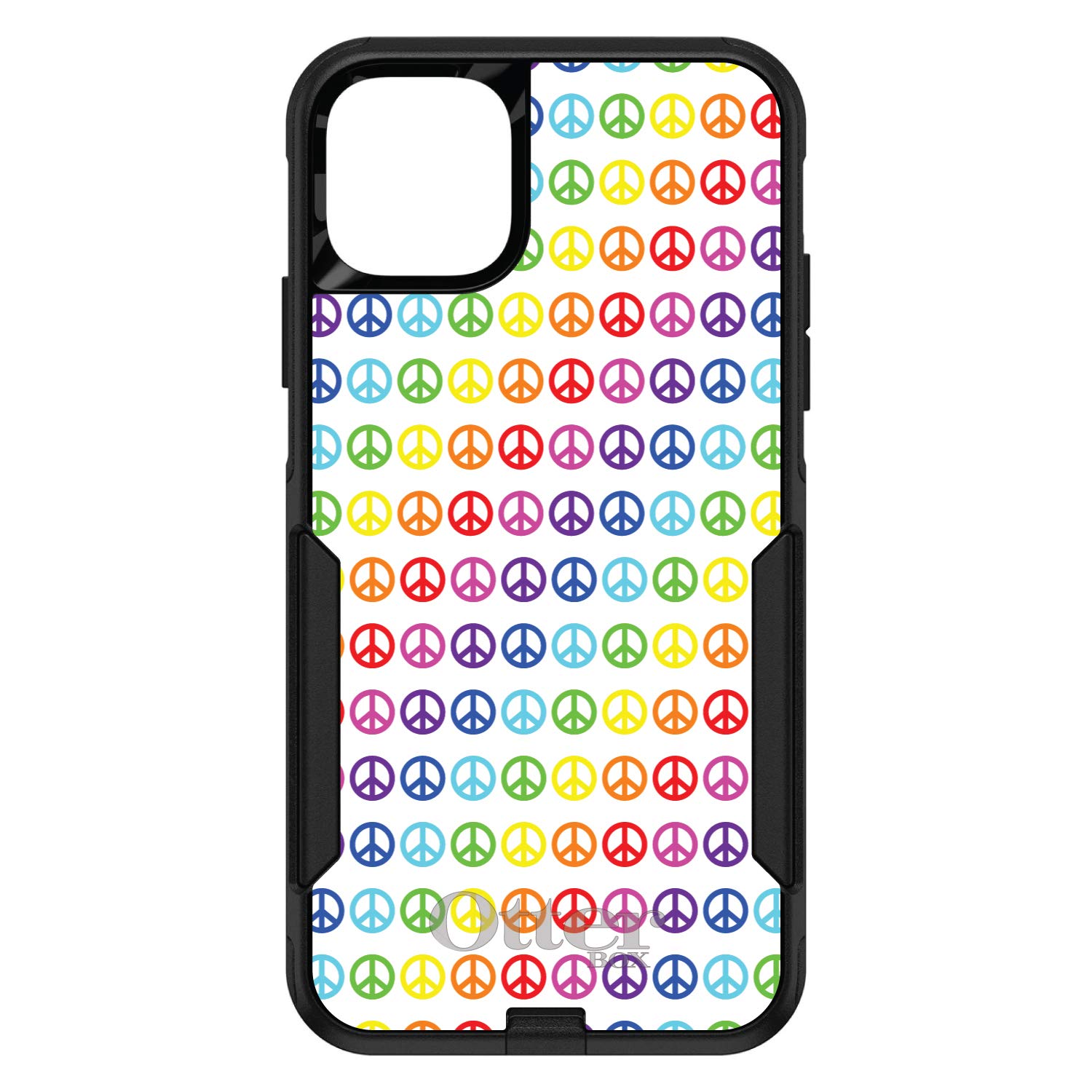 DistinctInk iPhone 11 Pro MAX Case (6.5 Inch) - Shockproof Protective Cover with White Rainbow Peace Signs Design - Slim Fit Replacement for OtterBox Commuter - Perfect for Daily Use, Travel & Outdoor Activities