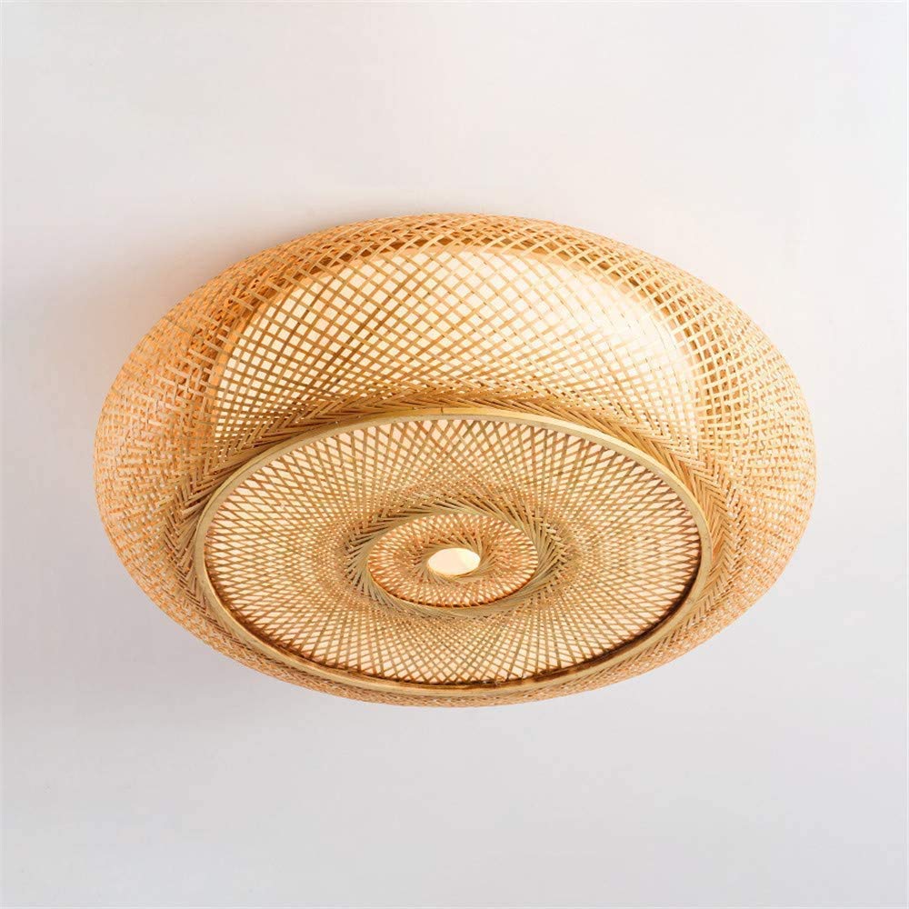 BAYCHEER Handmade Natural Bamboo Flush Mount Ceiling Light - 15.75