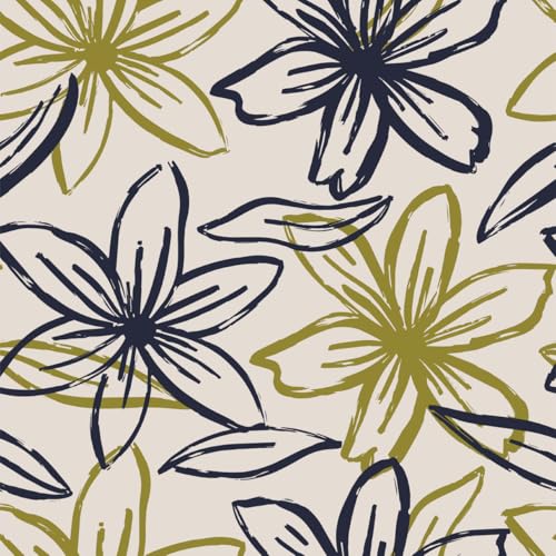 Flax W/ Navy Gold Floral