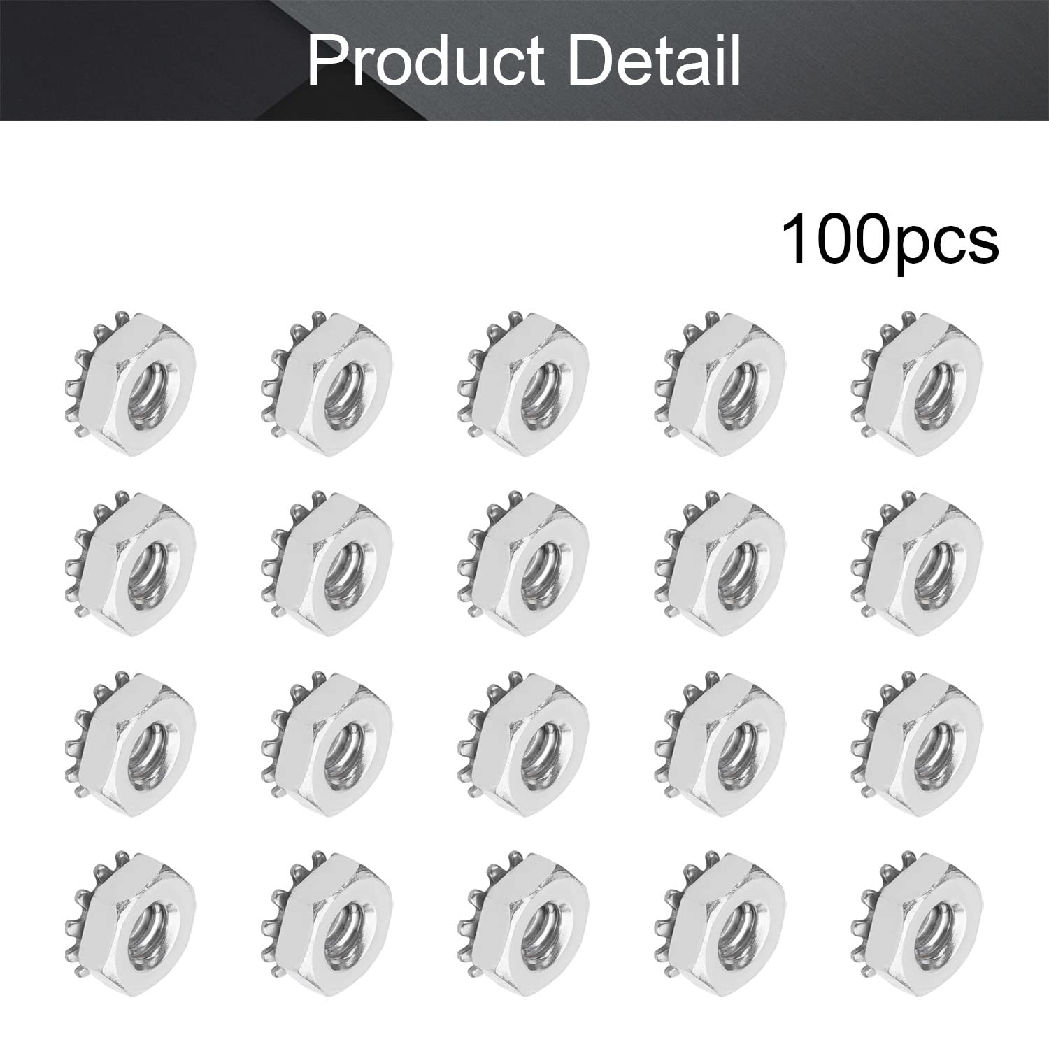 MroMax 10#-24 K-Lock Nuts, 100Pcs - 304 Stainless Steel Keps Lock Nuts for Hardware Fastening | Durable & Corrosion-Resistant | Perfect for Machinery, Furniture, Electrical Appliances & DIY Projects
