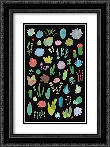 15x18 Wild Apple Portfolio Black Ornate Framed Double Matted Museum Art Print - Succulent Chart I - Perfect for Home Decor, Office Wall Art & Gift Ideas