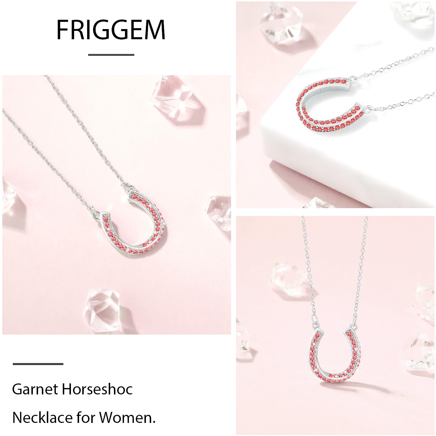 Lucky Horseshoe Necklace for Women – Sterling Silver Birthstone Pendant with Gift Box | Elegant Good Luck Charm Jewelry for Birthdays, Anniversaries & Everyday Wear