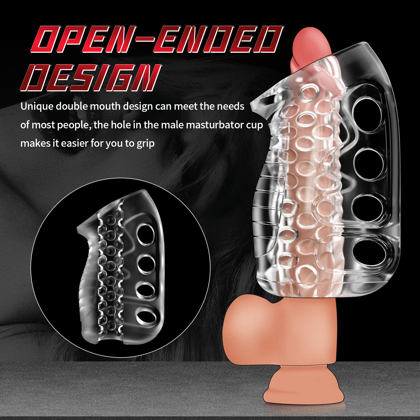 Premium Transparent Male Masturbator - Soft TPE Pocket Pussy Stroker Cup with Realistic Vagina Texture & Stretchy Channel | Open-Ended Penis Trainer for Men | Discreet Solo Pleasure & Stamina Training at Home