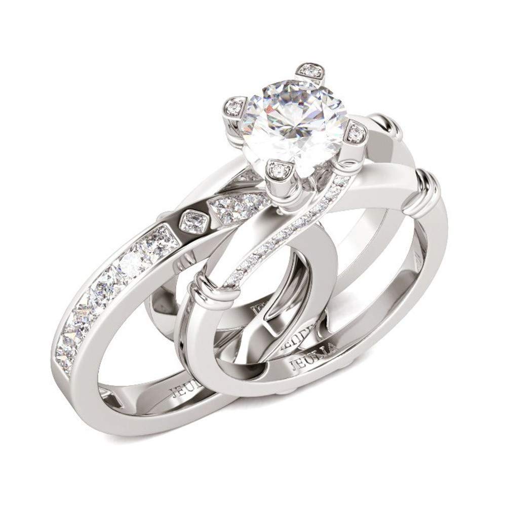 Jeulia Diamond Band Rings for Women - Sterling Silver CZ Interchangeable Ring Sets | Wedding, Engagement, Anniversary, Promise, Bridal Jewelry Gifts | Perfect for Proposals, Bridal Parties & Special Occasions